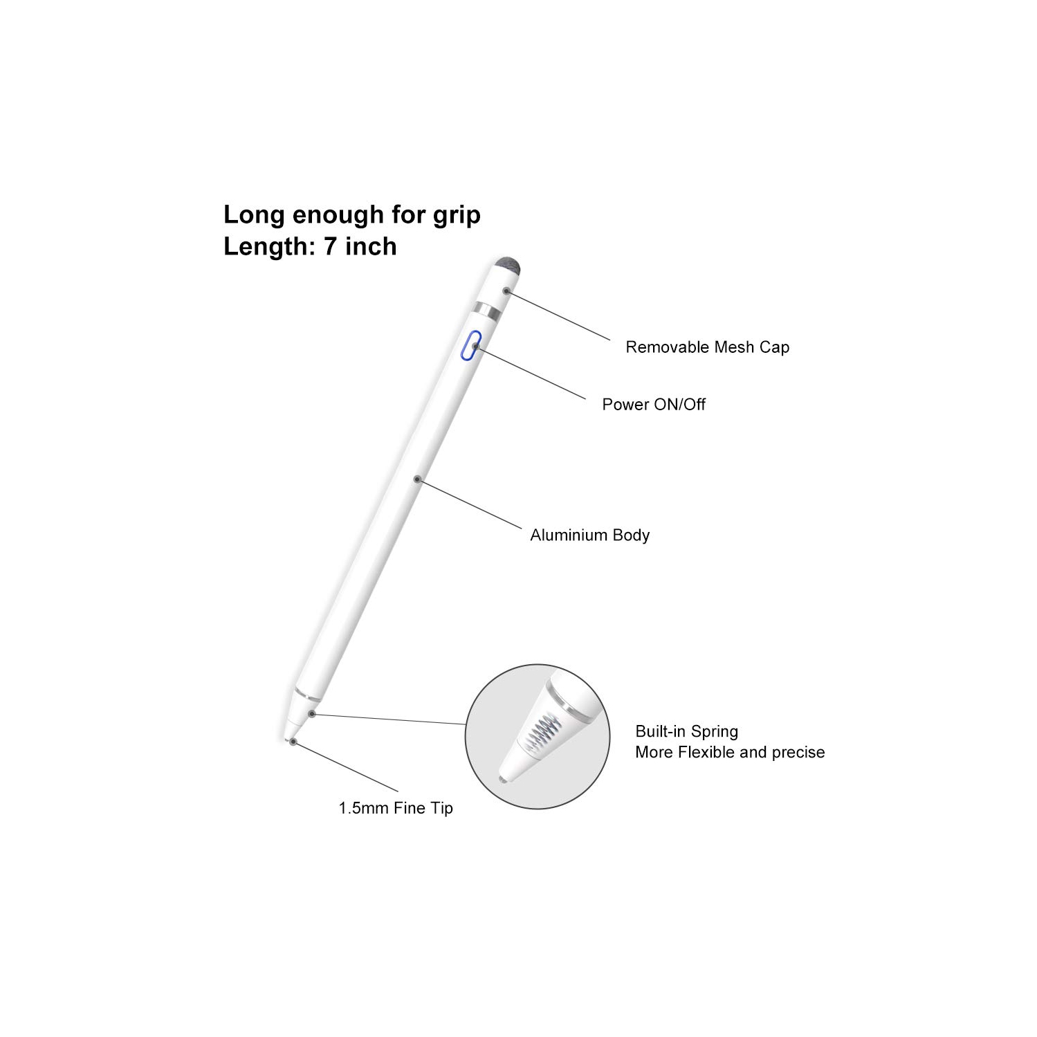 Stylet pour iPad, crayon iPad à pointe fine de 1,5 mm ABLEWE, rejet de la paume pour Apple iPad, stylet numérique rechargeable pour écran tactile