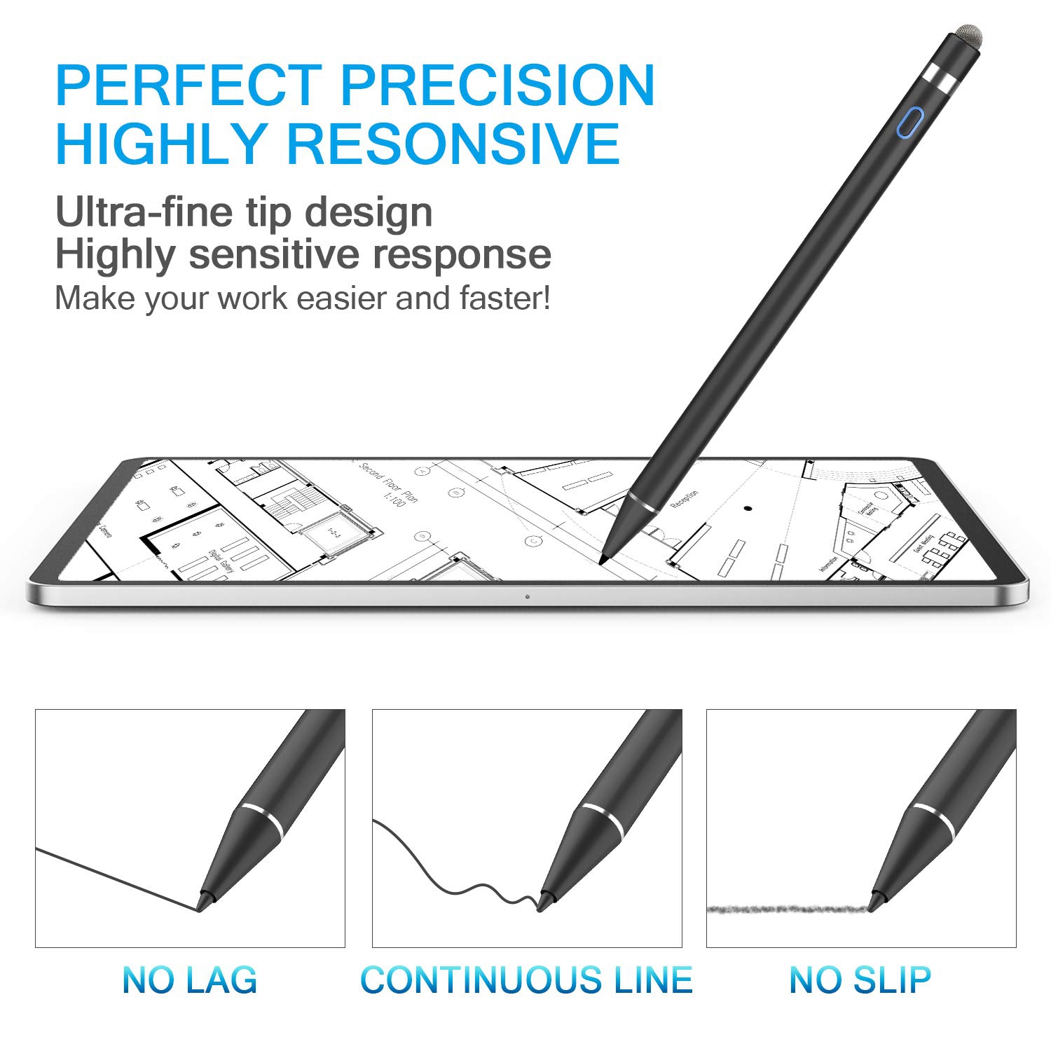 RICQD Stylus Pencil Compatible for Apple iPad(2018-2020) with Palm Rejection, 5 Mins Auto-Off High Precision Drawing Pen for