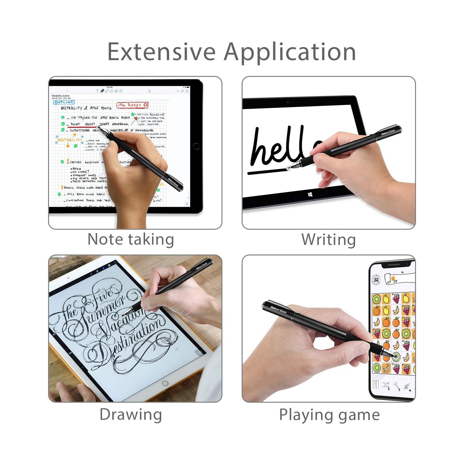 Stylet pour iPad, stylet pour écrans tactiles, stylet capacitif à haute sensibilité et pointe fine, universel pour Apple/IPH