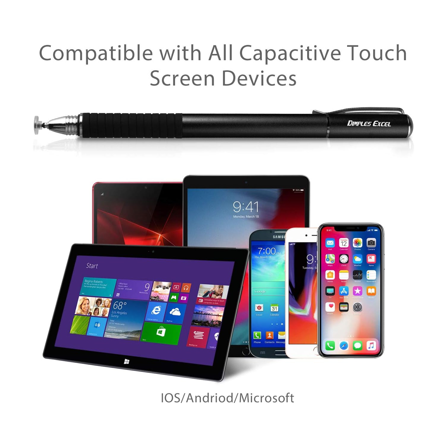 Stylet pour iPad, stylet pour écrans tactiles, stylet capacitif à haute sensibilité et pointe fine, universel pour Apple/IPH