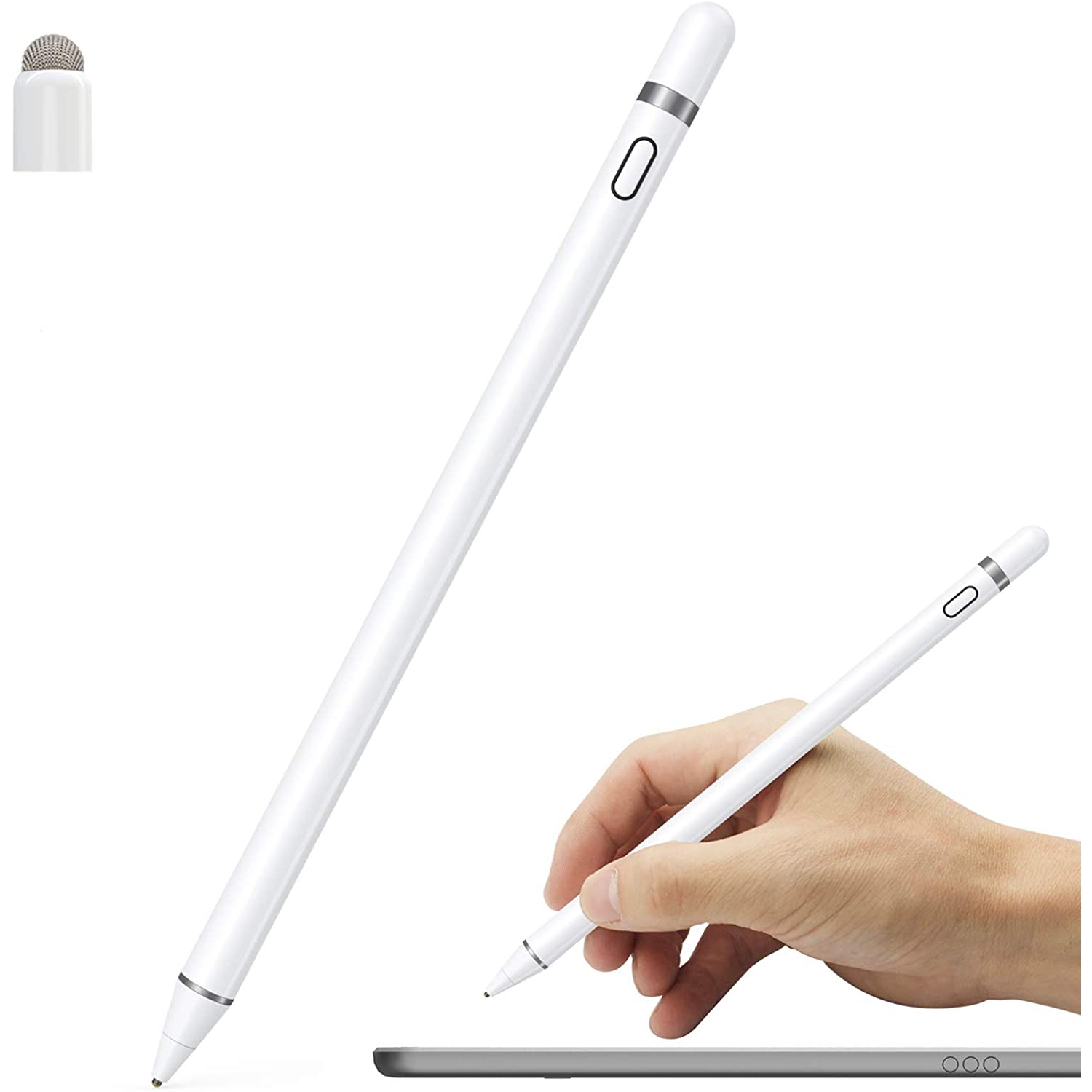 Active Stylus Pen Compatible for iOS and Android Touchscreens, Stylus with Dual Touch Function, Rechargeable Pencil for All Apple iPad/iPhone/iPad Pro/iPad Mini/Android