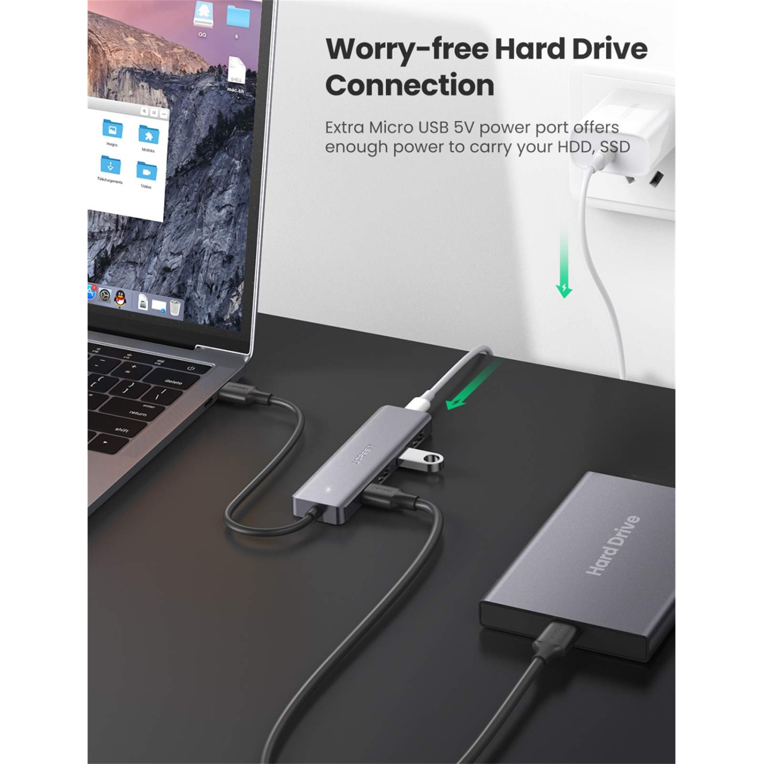 UGREEN 4 Port USB 3.0 Hub Ultra Slim High Speed USB Splitter Portable Extension Data Hub Compatible With MacBook Mac Pro min