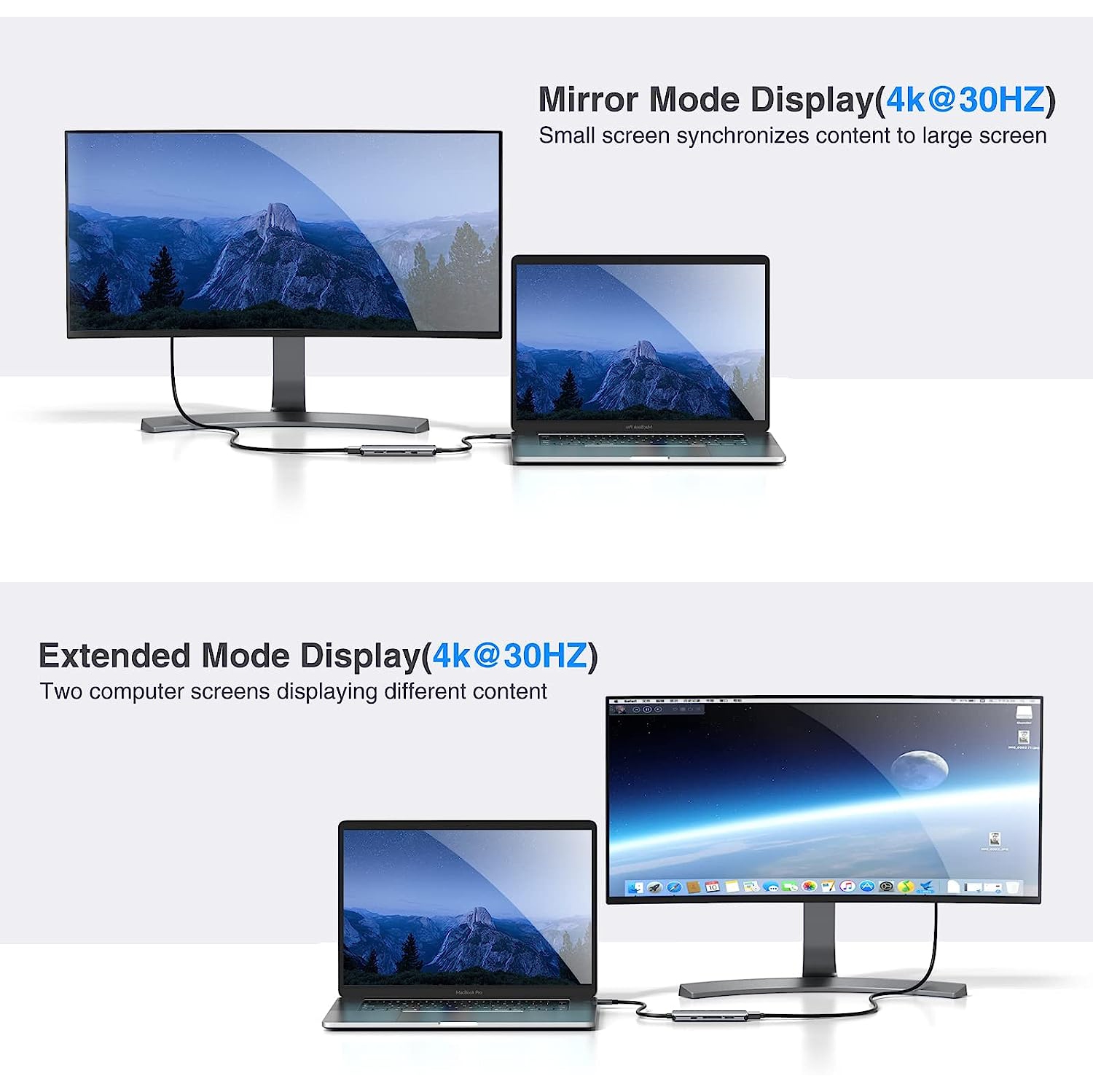 Adaptateur de concentrateur USB-C pour MacBook Pro 2020/2019/2018/2017, MacBook Air 2018-2020 et plus encore avec 4K ports HDMI, 3 ports USB 3,0,