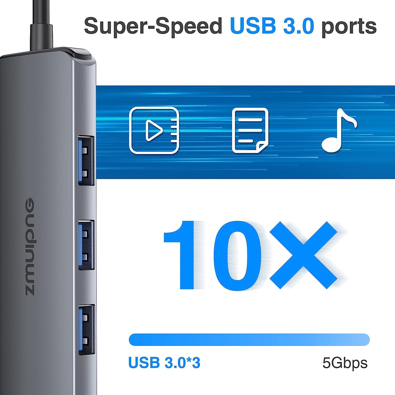 Adaptateur de concentrateur USB-C pour MacBook Pro 2020/2019/2018/2017, MacBook Air 2018-2020 et plus encore avec 4K ports HDMI, 3 ports USB 3,0,