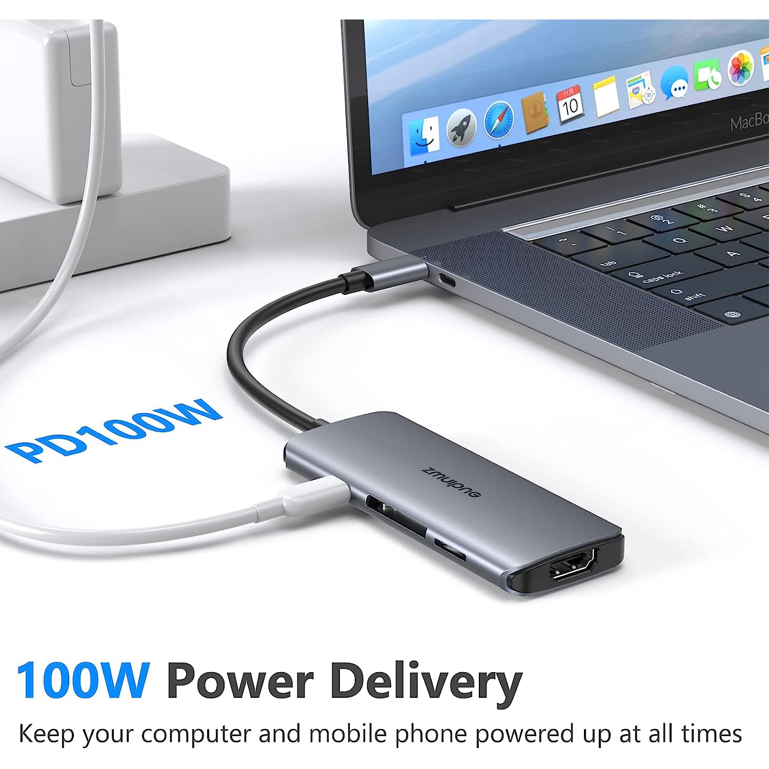 Adaptateur de concentrateur USB-C pour MacBook Pro 2020/2019/2018/2017, MacBook Air 2018-2020 et plus encore avec 4K ports HDMI, 3 ports USB 3,0,