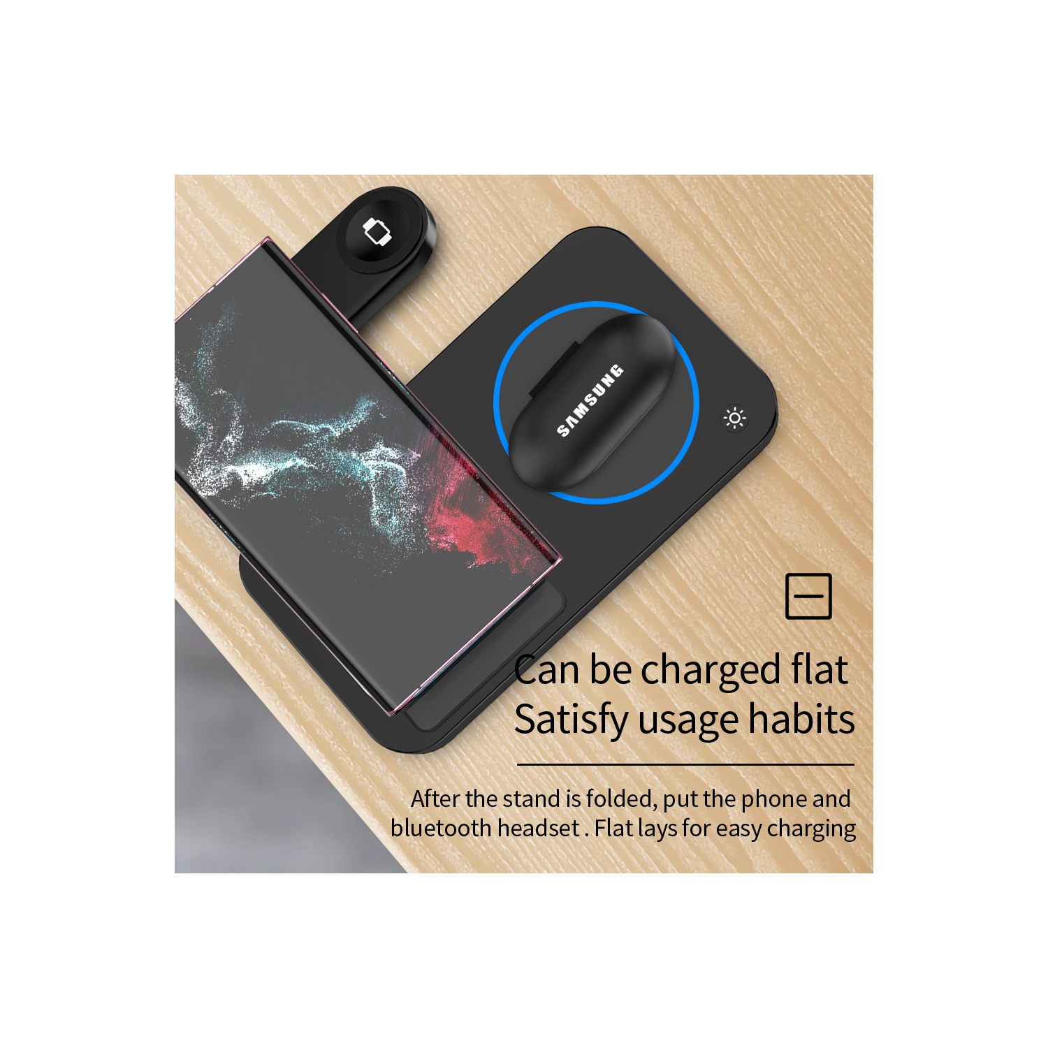 15W 3-in-1 Foldable Wireless Charger for iPhone 17/16/15/ to 11 Galaxy S25,S24–S20, Z Fold/Flip, Galaxy Watch 8/76/5 Pro/4/3/Active, Buds 2