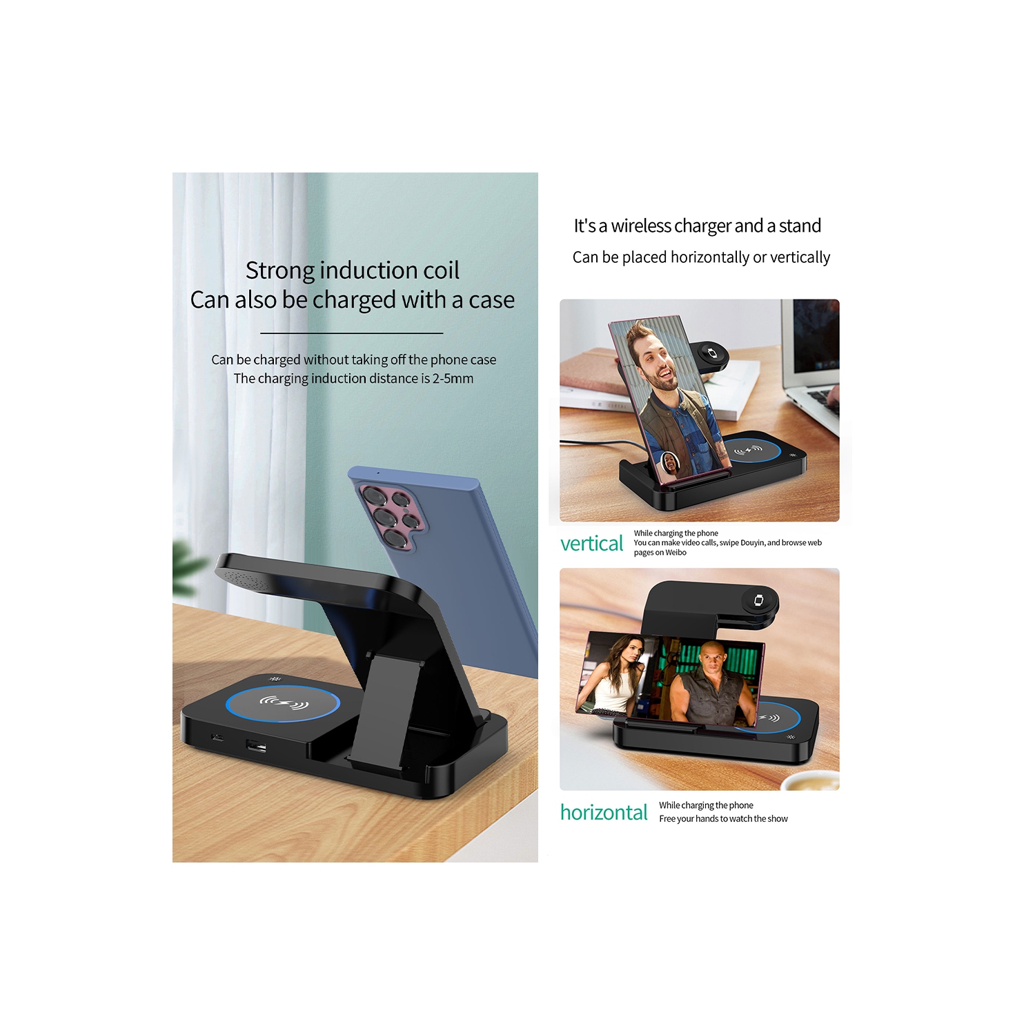 15W 3-in-1 Foldable Wireless Charger for iPhone 17/16/15/ to 11 Galaxy S25,S24–S20, Z Fold/Flip, Galaxy Watch 8/76/5 Pro/4/3/Active, Buds 2