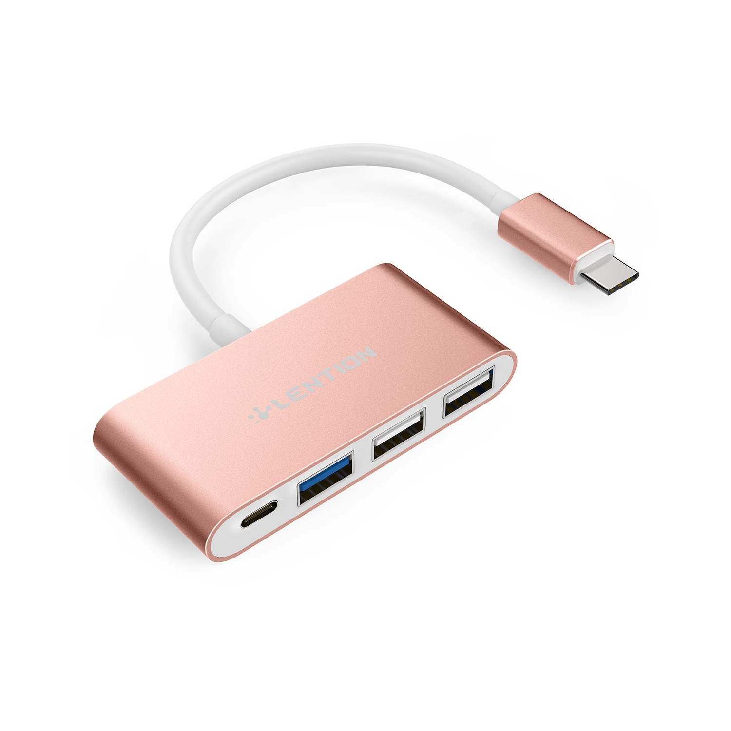 LENTION 4-in-1 USB-C Hub with Type C, USB 3.0, USB 2.0, Compatible 2020-2016 MacBook Pro 13/15/16, New Mac Air/Surface, Chro