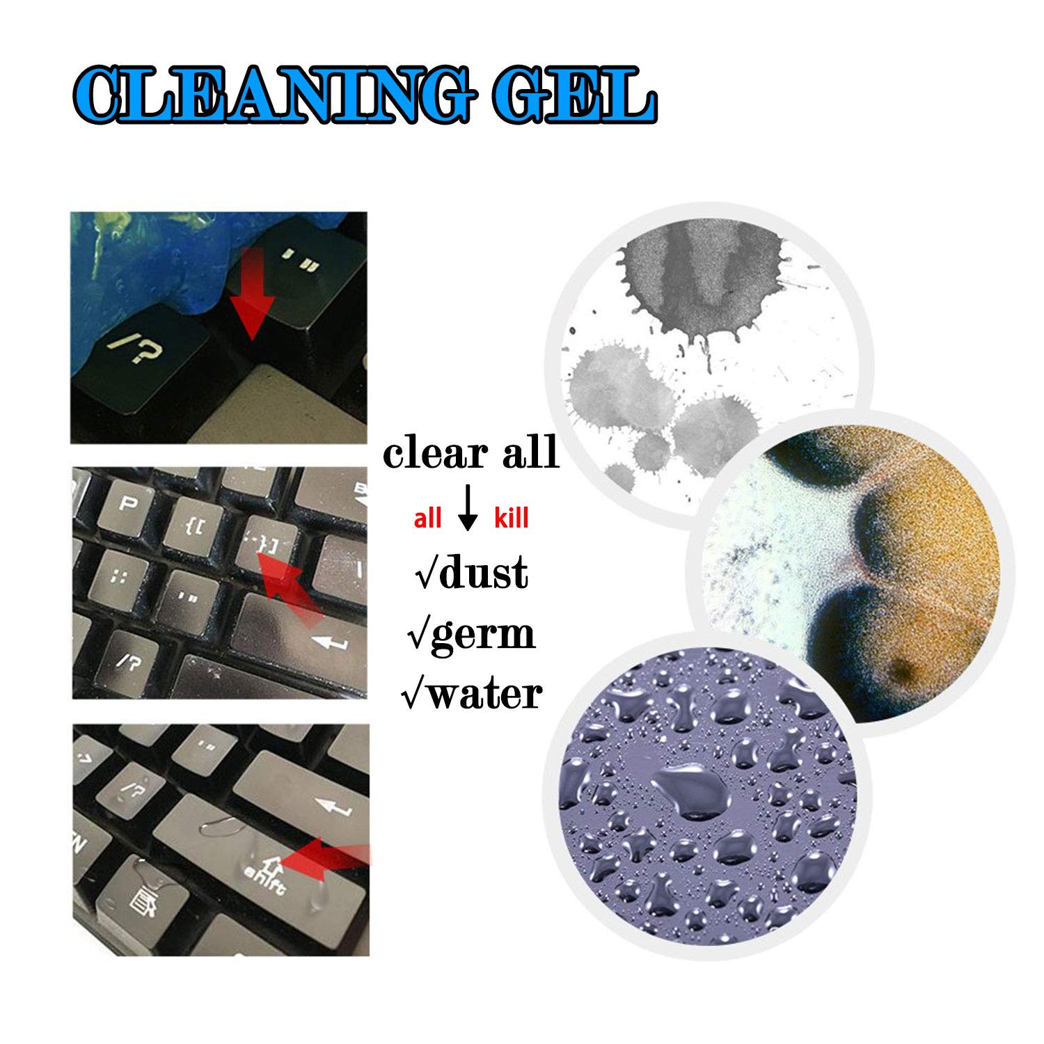 Nettoyant pour la poussière de Kwak, gel nettoyant magique pour clavier, intérieur de voiture de portable, etc.
