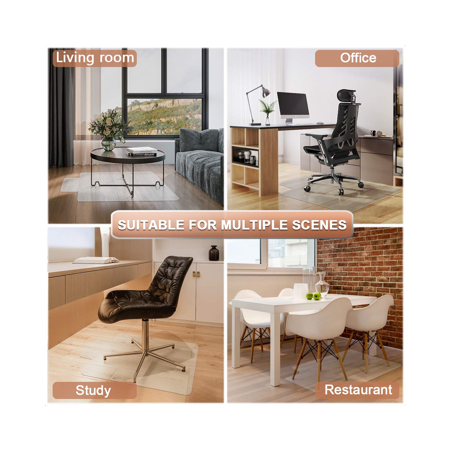 Tapis de chaise YOUKADA, tapis de chaise de bureau pour plancher dur, tapis de chaise de bureau, protecteur de plancher dur avec rebord pour