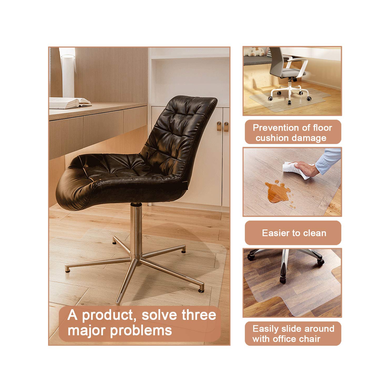 Tapis de chaise YOUKADA, tapis de chaise de bureau pour plancher dur, tapis de chaise de bureau, protecteur de plancher dur avec rebord pour