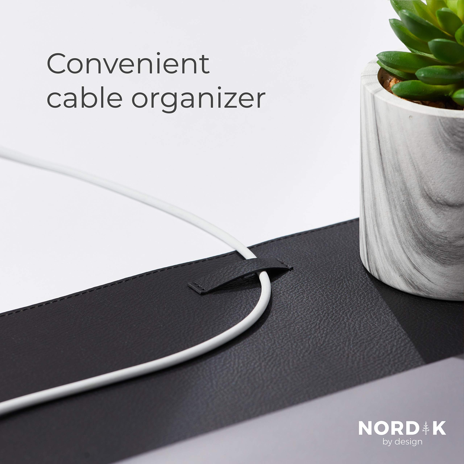 Tapis de bureau en cuir Nordik, range-câbles, extension haut de gamme pour accessoires de bureau à domicile -