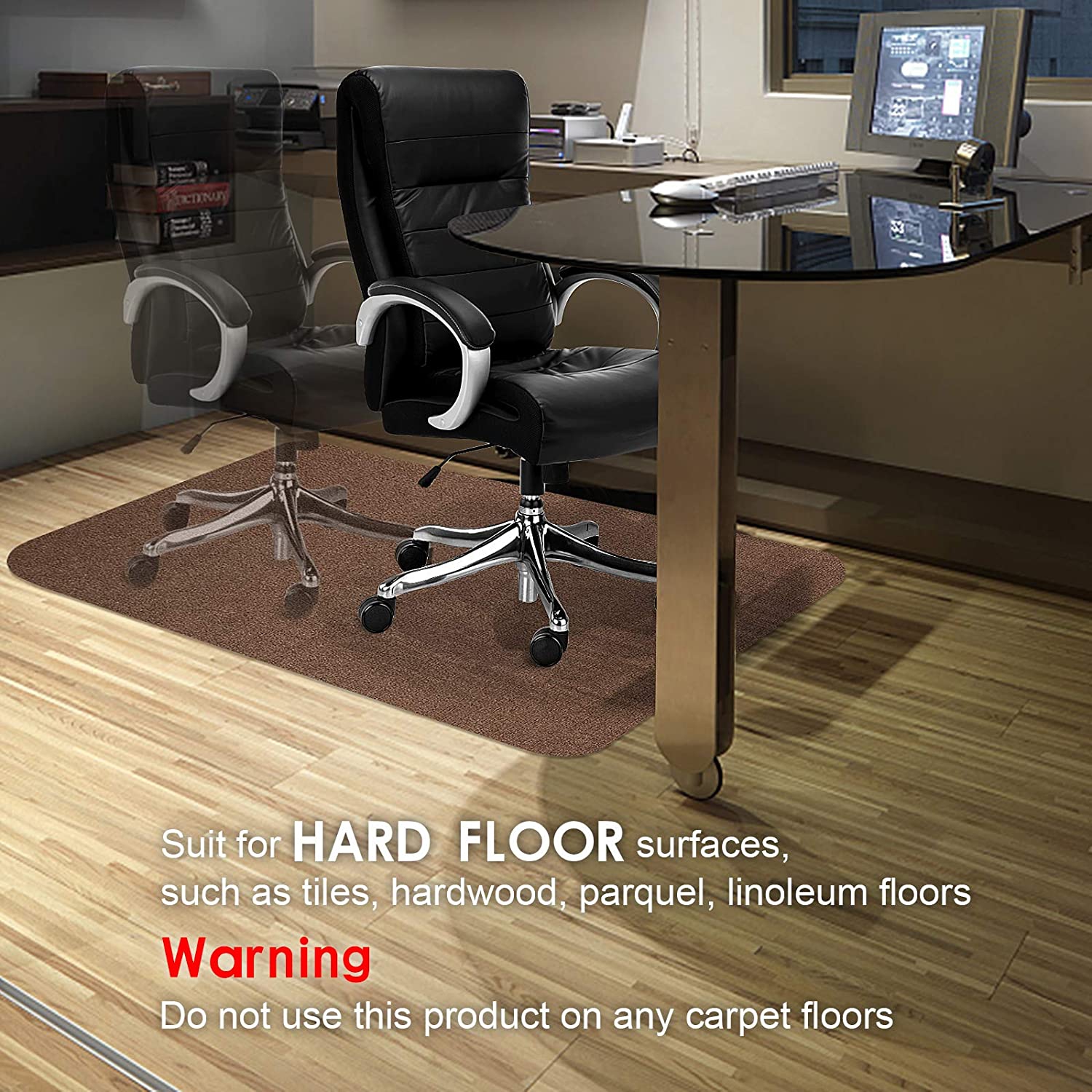 Vicwe Chair Mat for Hardwood Floors, 4MM Thick, 48" x 36" Office Home Floor Protector Mat, Multi-Purpose Chair Carpet for Home/Office