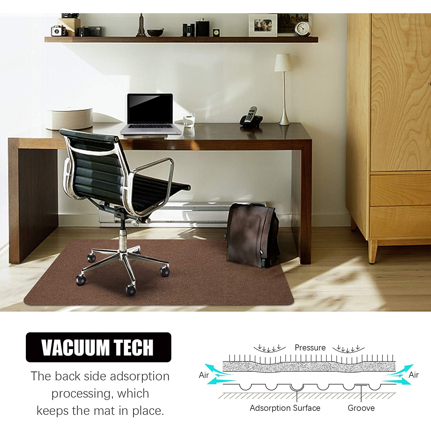 Vicwe Chair Mat for Hardwood Floors, 4MM Thick, 48" x 36" Office Home Floor Protector Mat, Multi-Purpose Chair Carpet for Home/Office