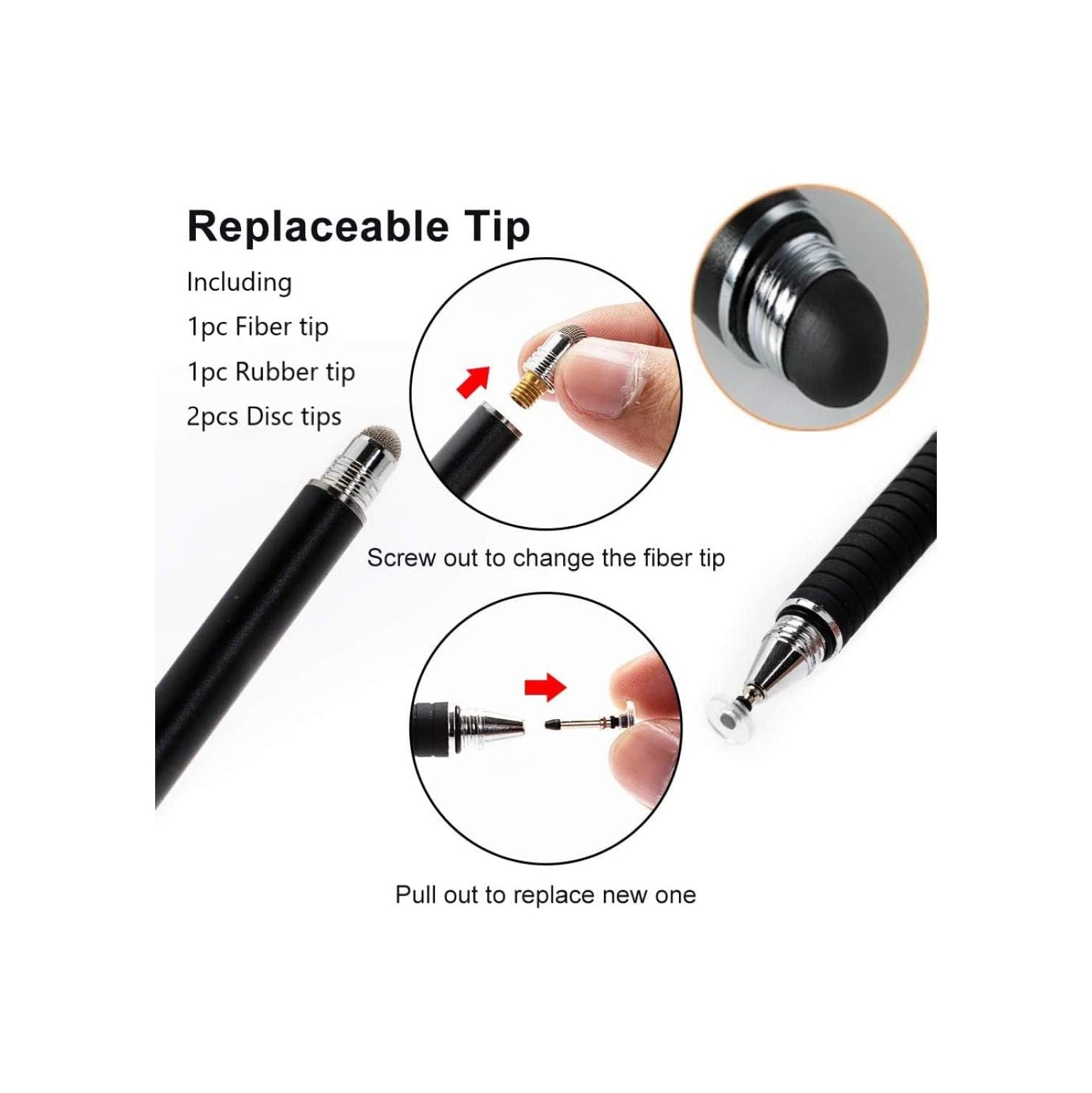 Stylet d’Umiitto pour écrans tactiles téléphone cellulaire Android iOS de Samsung d’Apple iPad iPhone, stylet 2-en-1 écran tactile Penci