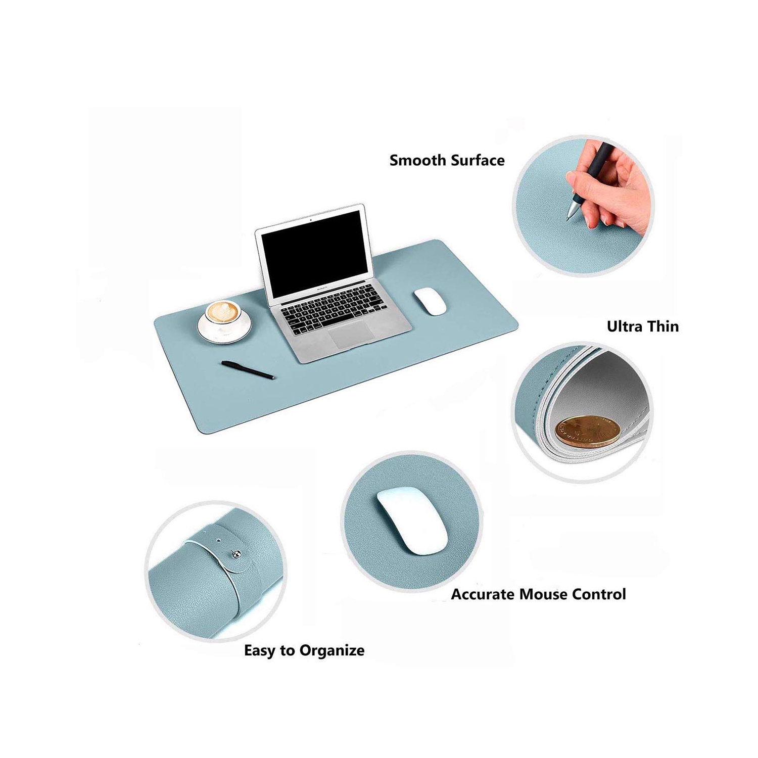 Sous-main de bureau en cuir WAEKIYTL, couvre-sous-main pour bureau, grand tapis de souris, ultra mince, étanche, double face, facile à nettoyer WR