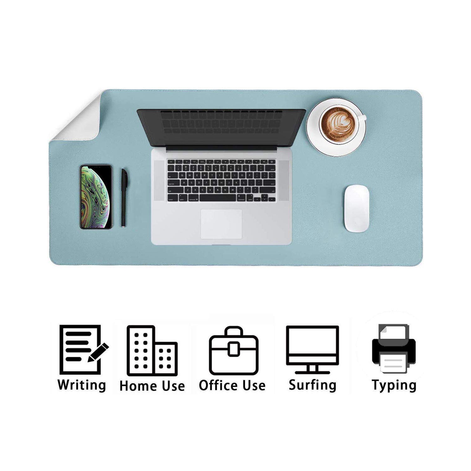 Sous-main de bureau en cuir WAEKIYTL, couvre-sous-main pour bureau, grand tapis de souris, ultra mince, étanche, double face, facile à nettoyer WR