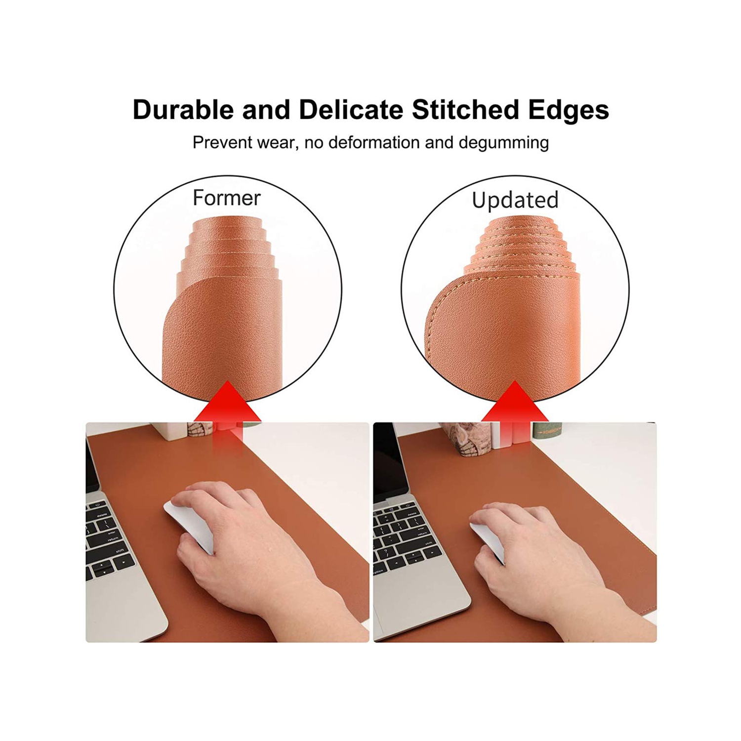 Sous-main à deux côtés, grand tapis de souris en cuir de polyuréthane, tapis de bureau hydrofuge pour ordinateur portatif, tapis d’écriture pour