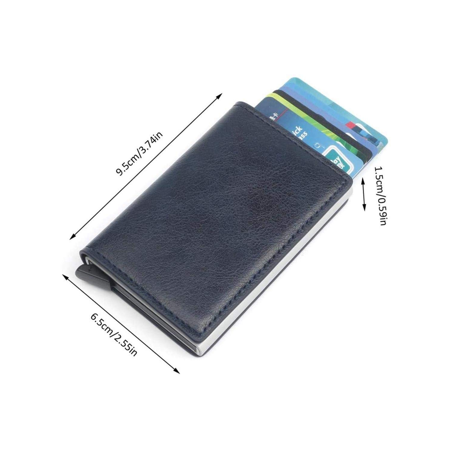 CHJGLNL porte-cartes de crédit automatique anti-RFID en aluminium anti-RFID escamotable pour hommes