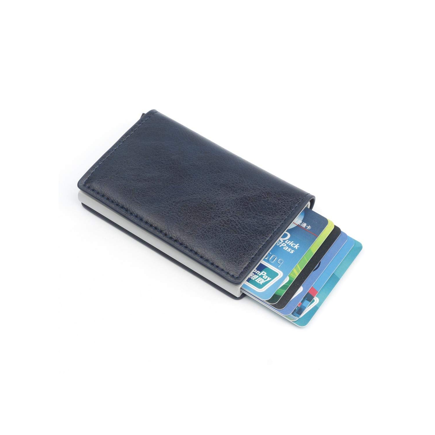 CHJGLNL porte-cartes de crédit automatique anti-RFID en aluminium anti-RFID escamotable pour hommes