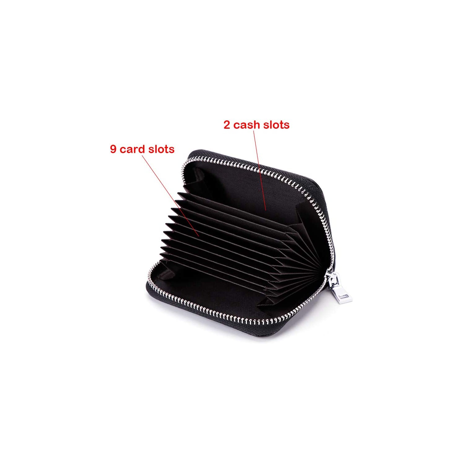 Portefeuille porte-cartes de crédit, porte-cartes en cuir à glissière avec blocage RFID porte-cartes accordéon pour femme/homme