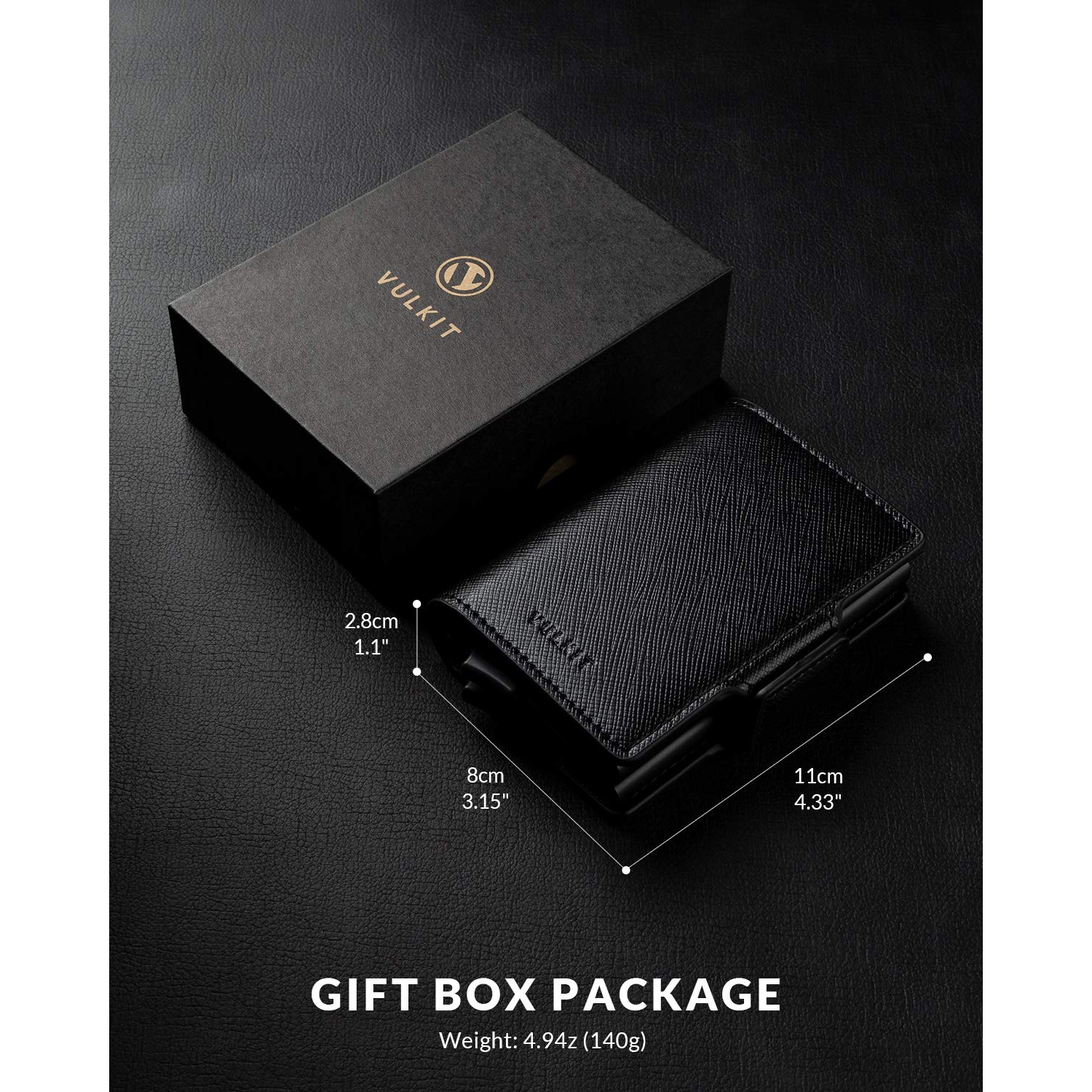 VULKIT Credit Card Holder RFID Blocking Leather Automatic Pop Up Wallet Double Card Case for Men and Women Holds 12 Cards