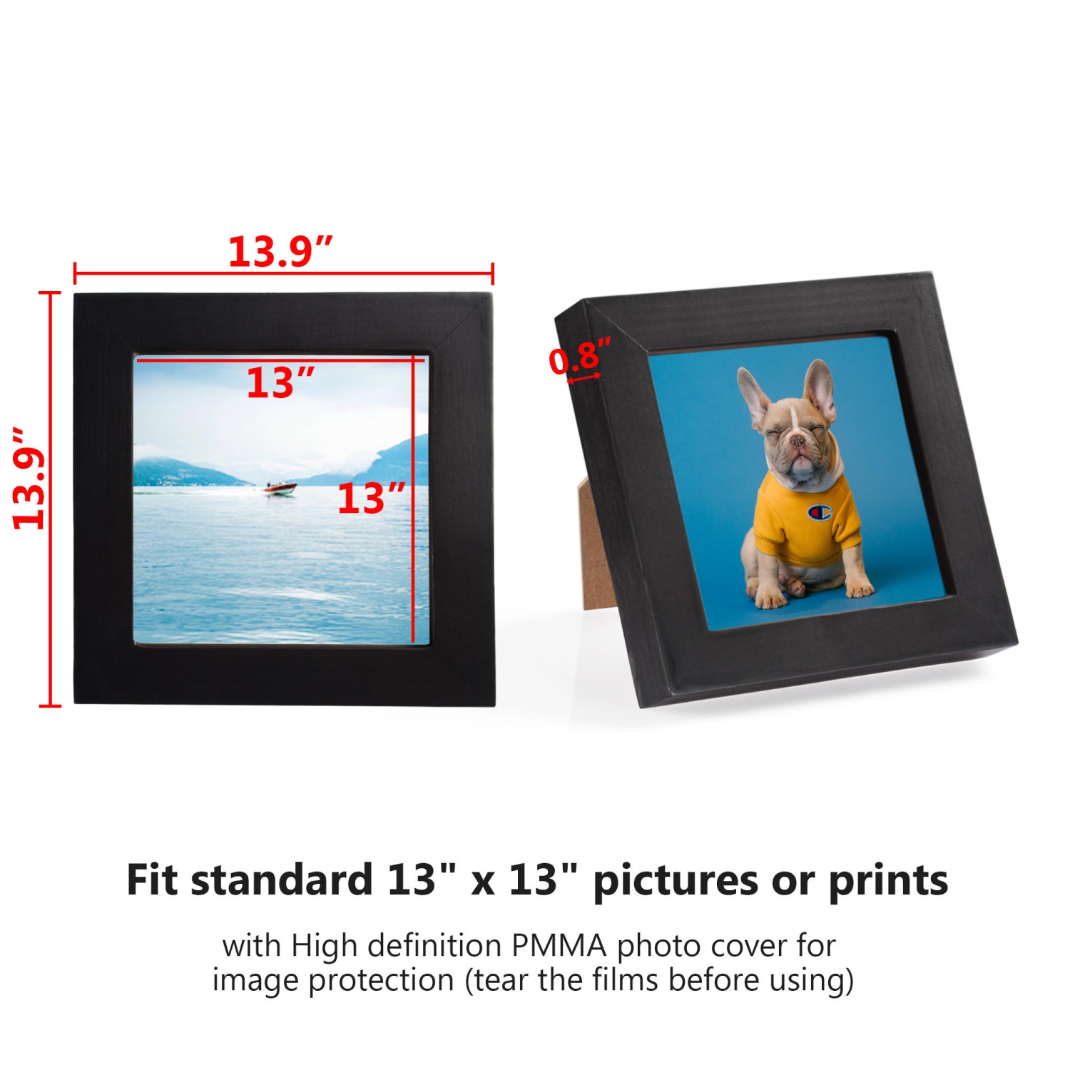 13-Inch Square Poster Frames, Home Decor Photo Frame, Black
