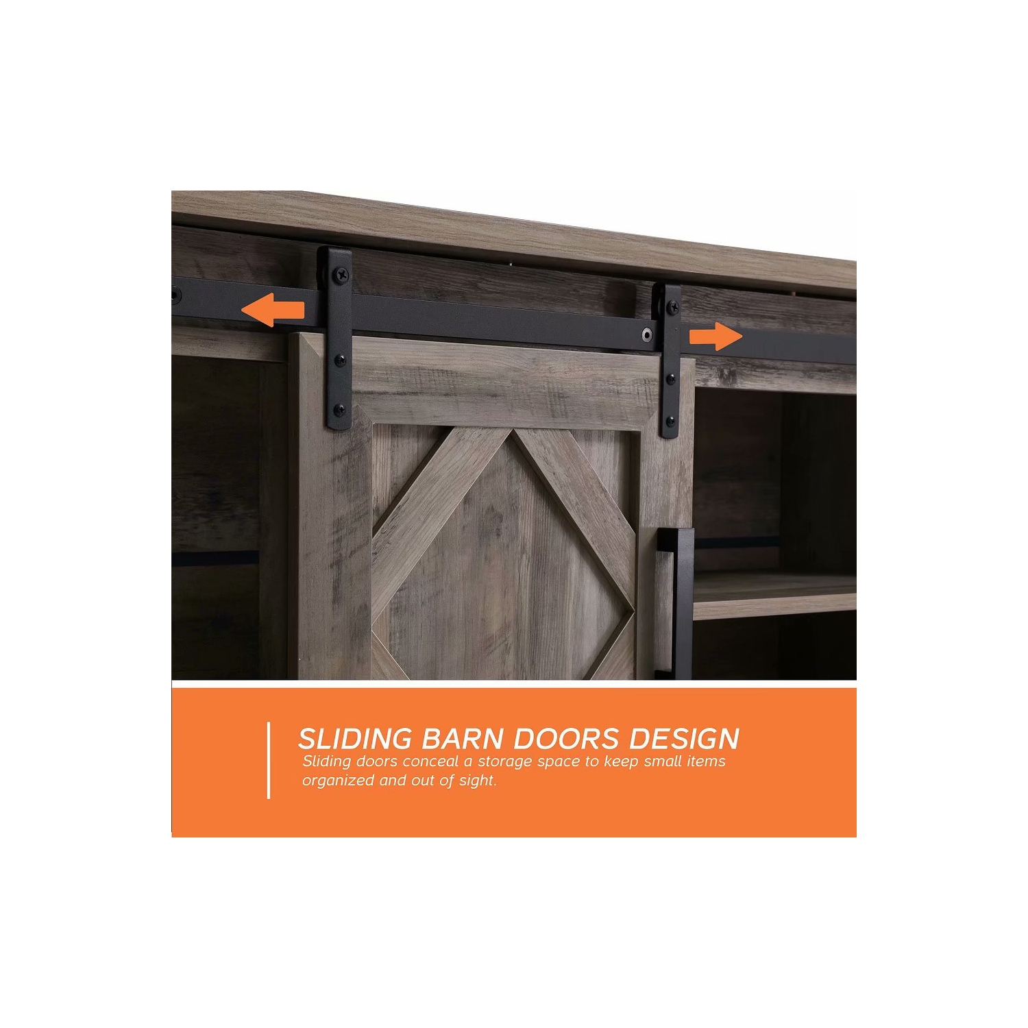 Meuble champêtre à porte de grange coulissante de 59 po de WAMPAT pour téléviseur à écran plat de 65 po - Gris rustique