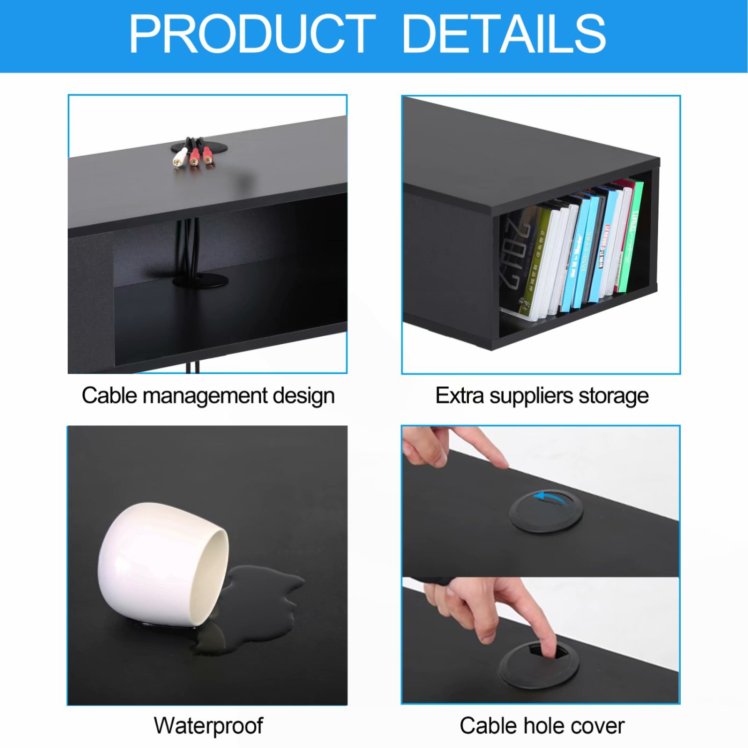 FITUEYES câble mural à tablette flottante pour récepteur AV, 39 po, noir