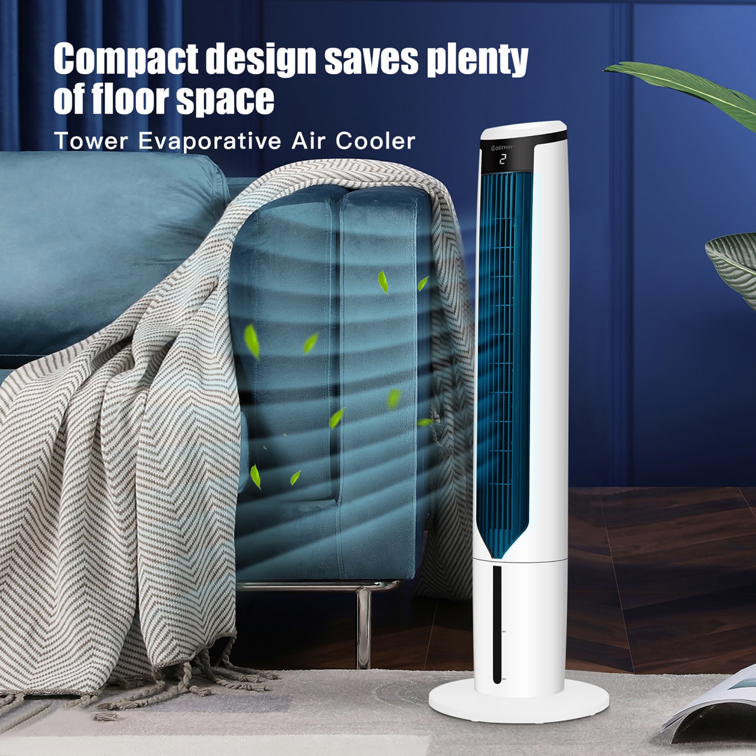 Costway 3-In-1 Evaporative Air Cooler 41'' Portable Tower Fan Humidifier