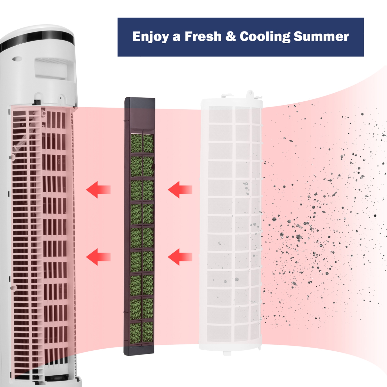 Costway 3-In-1 Evaporative Air Cooler 41'' Portable Tower Fan Humidifier