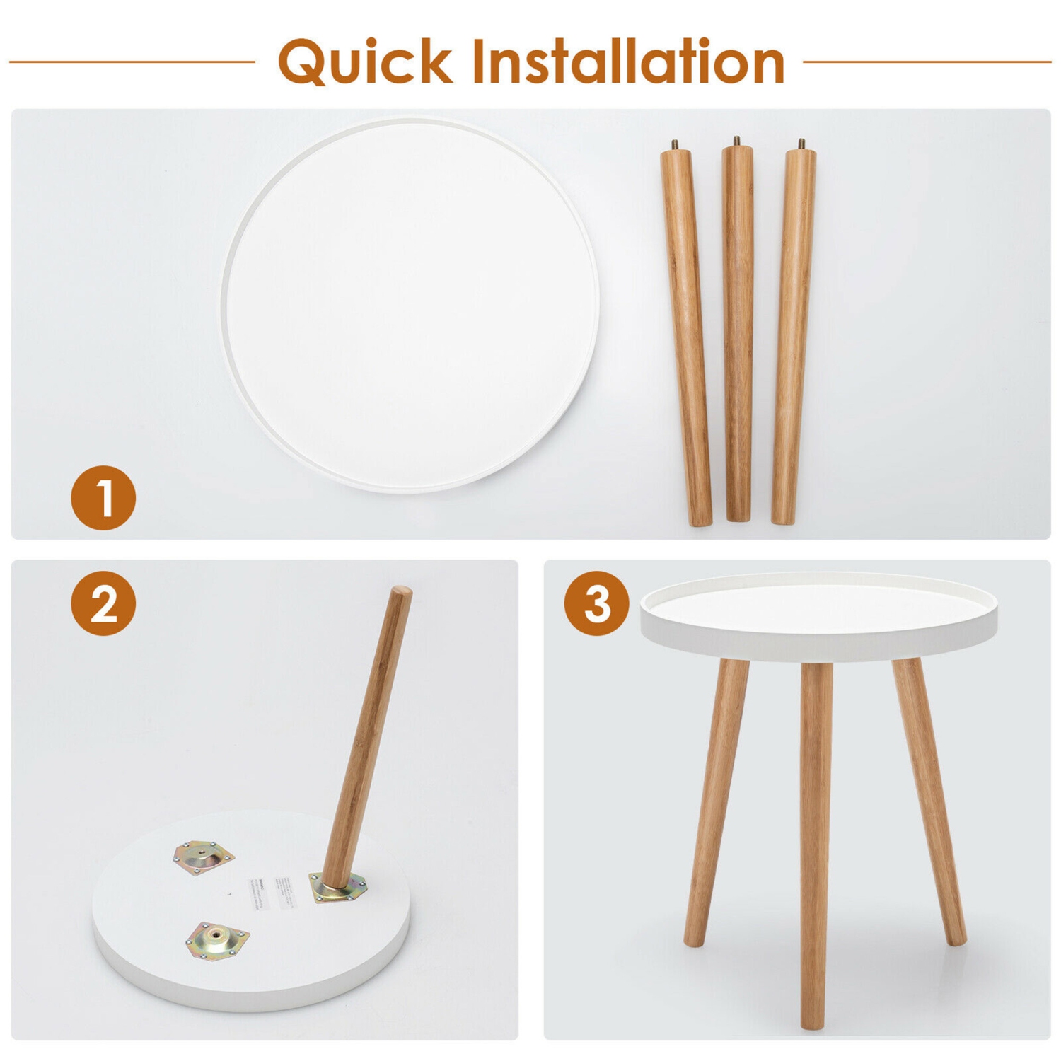 Gymax Set of 2 Round Side Table Sofa Coffee End Accent Table Nightstand Home