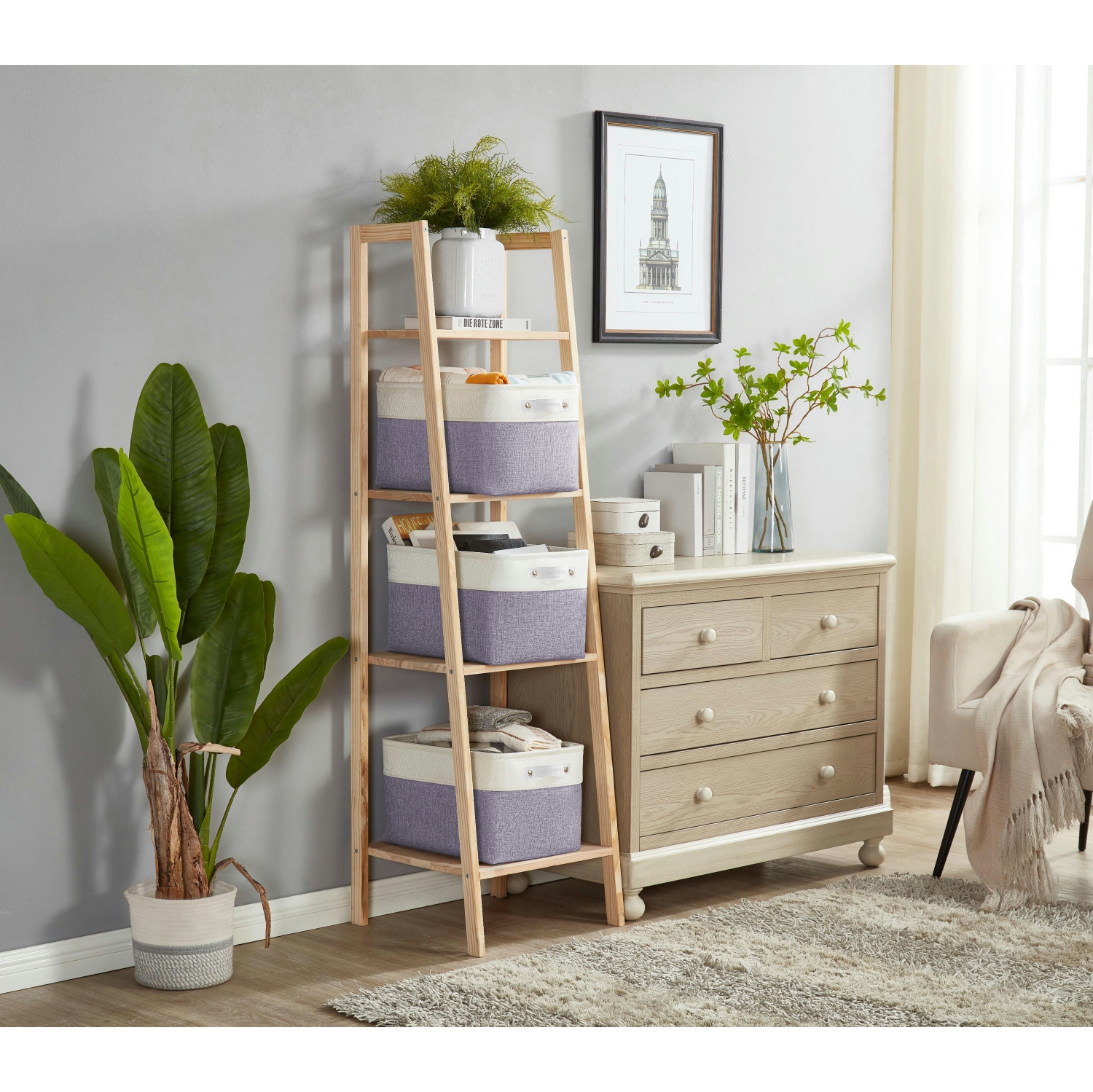 DECOMOMO Fordable Storage Bin - Collapsible Sturdy Cationic Fabric Basket W/Handles for Organizing Shelf Nursery Home Closet | Large - 15 x 11 x 9.5"