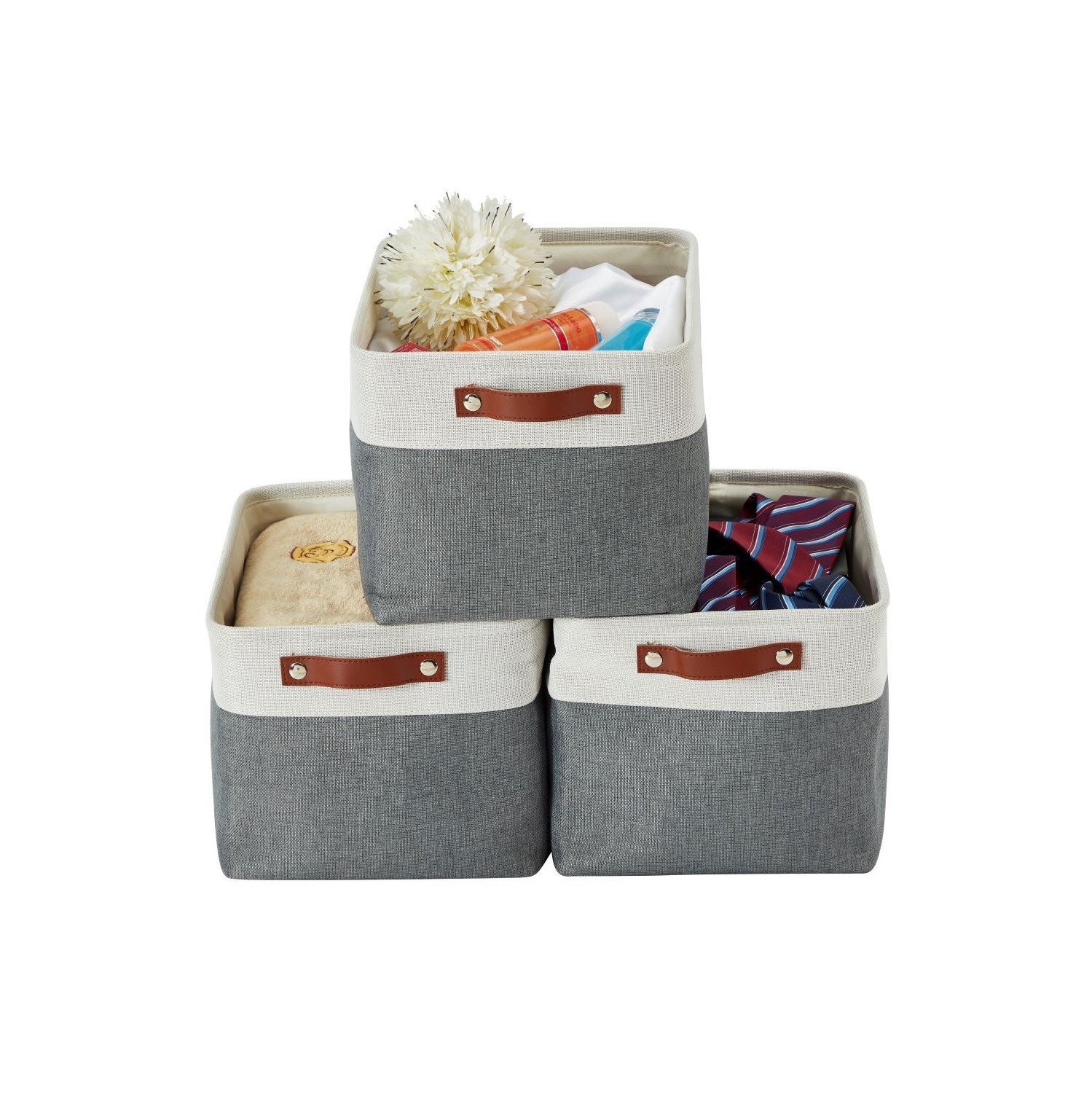 DECOMOMO Fordable Storage Bin - Collapsible Sturdy Cationic Fabric Basket W/Handles for Organizing Shelf Nursery Home Closet | Large - 15 x 11 x 9.5"