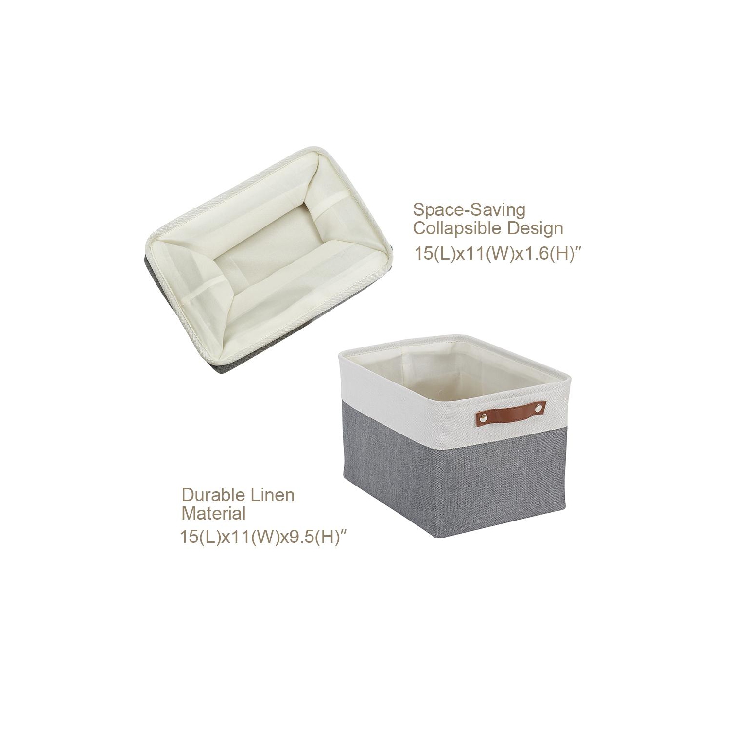 DECOMOMO Fordable Storage Bin - Collapsible Sturdy Cationic Fabric Basket W/Handles for Organizing Shelf Nursery Home Closet | Large - 15 x 11 x 9.5"