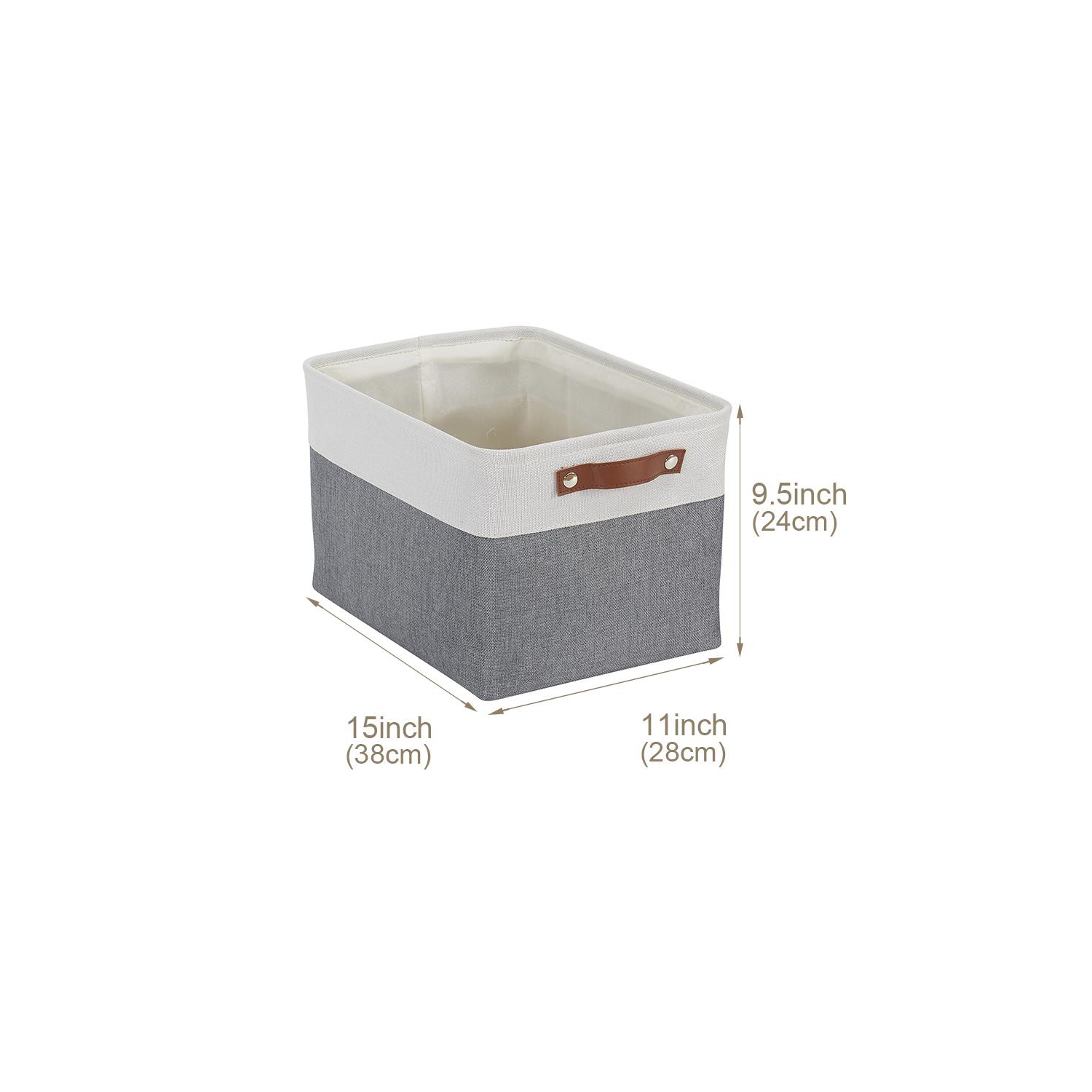 DECOMOMO Fordable Storage Bin - Collapsible Sturdy Cationic Fabric Basket W/Handles for Organizing Shelf Nursery Home Closet | Large - 15 x 11 x 9.5"