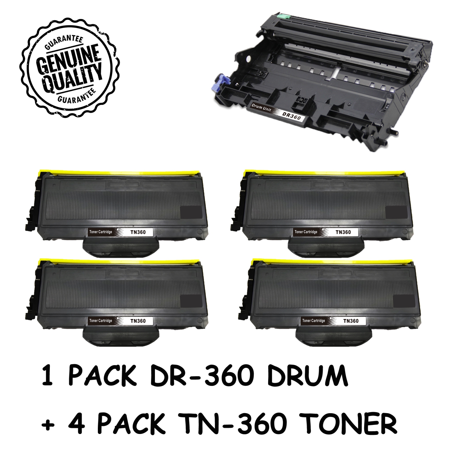 Bestoner™ Brother 1Drum + 4 Toner DR360/DR-360/TN360/tn-360/tn360 Compatible Brother DCP-7030/7040/7045N HL-2140/2150/2170