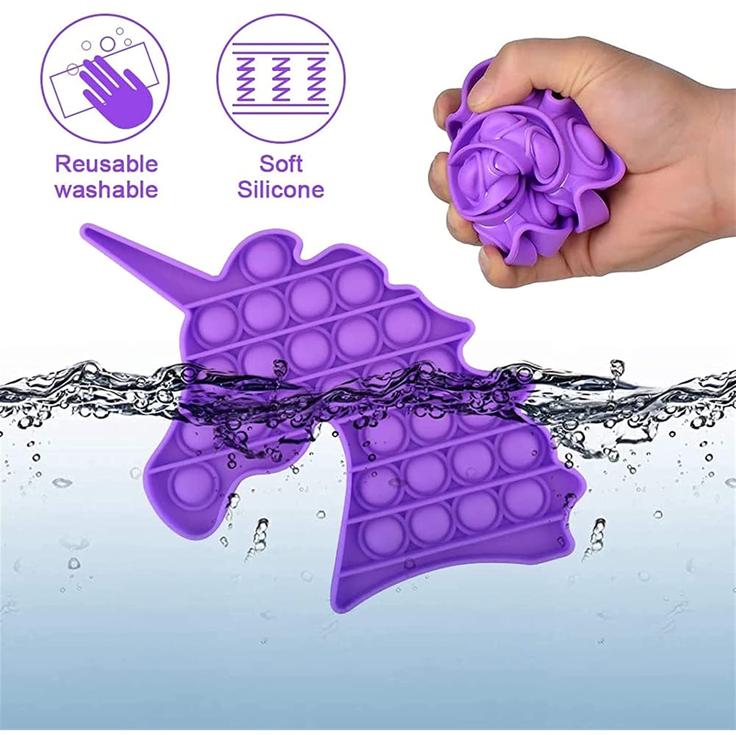 Jouet jouet à pousser licorne Pop Bubble Fidget [Sensory Kids Adults Anxiety Stress Relief]