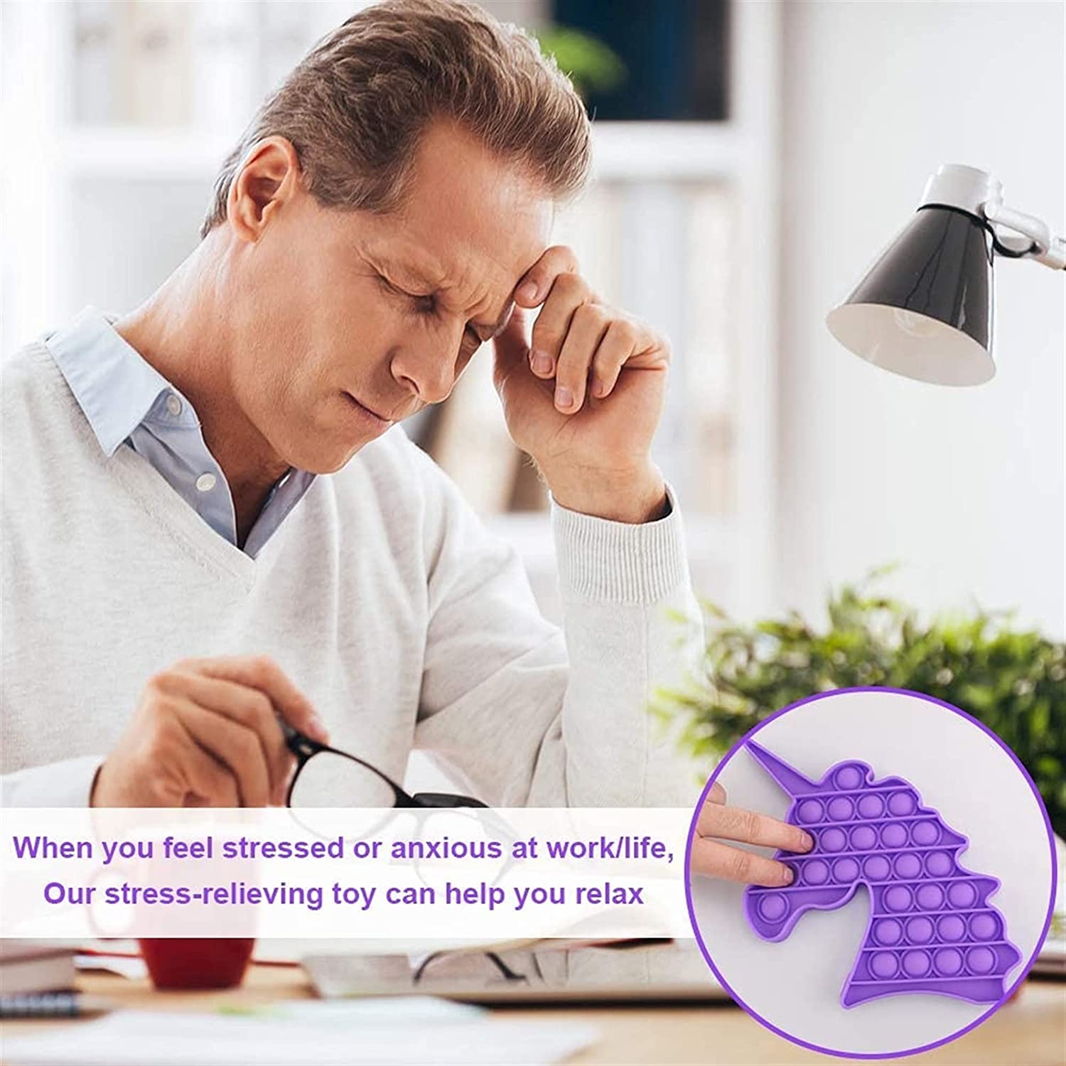 Jouet jouet à pousser licorne Pop Bubble Fidget [Sensory Kids Adults Anxiety Stress Relief]