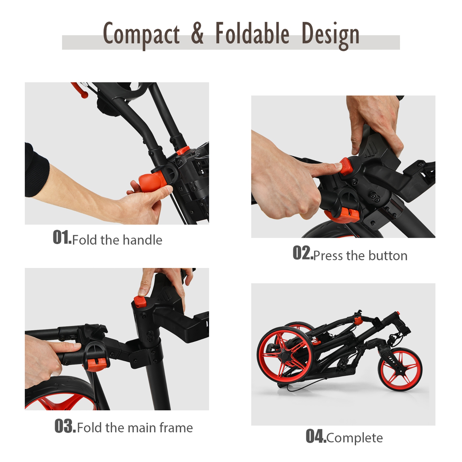 Goplus Folding Golf Push Cart W/Scoreboard Adjustable Handle Swivel Wheel