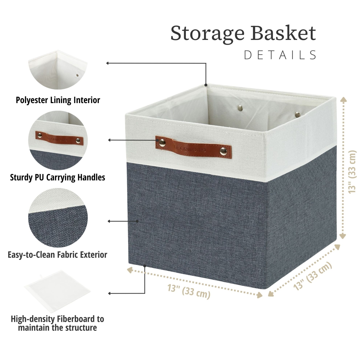 Bac de rangement pliable DECOMOMO [4-Pack] Panier de rangement pliable en tissu robuste et pliable avec poignées pour organiser la chambre de bébé