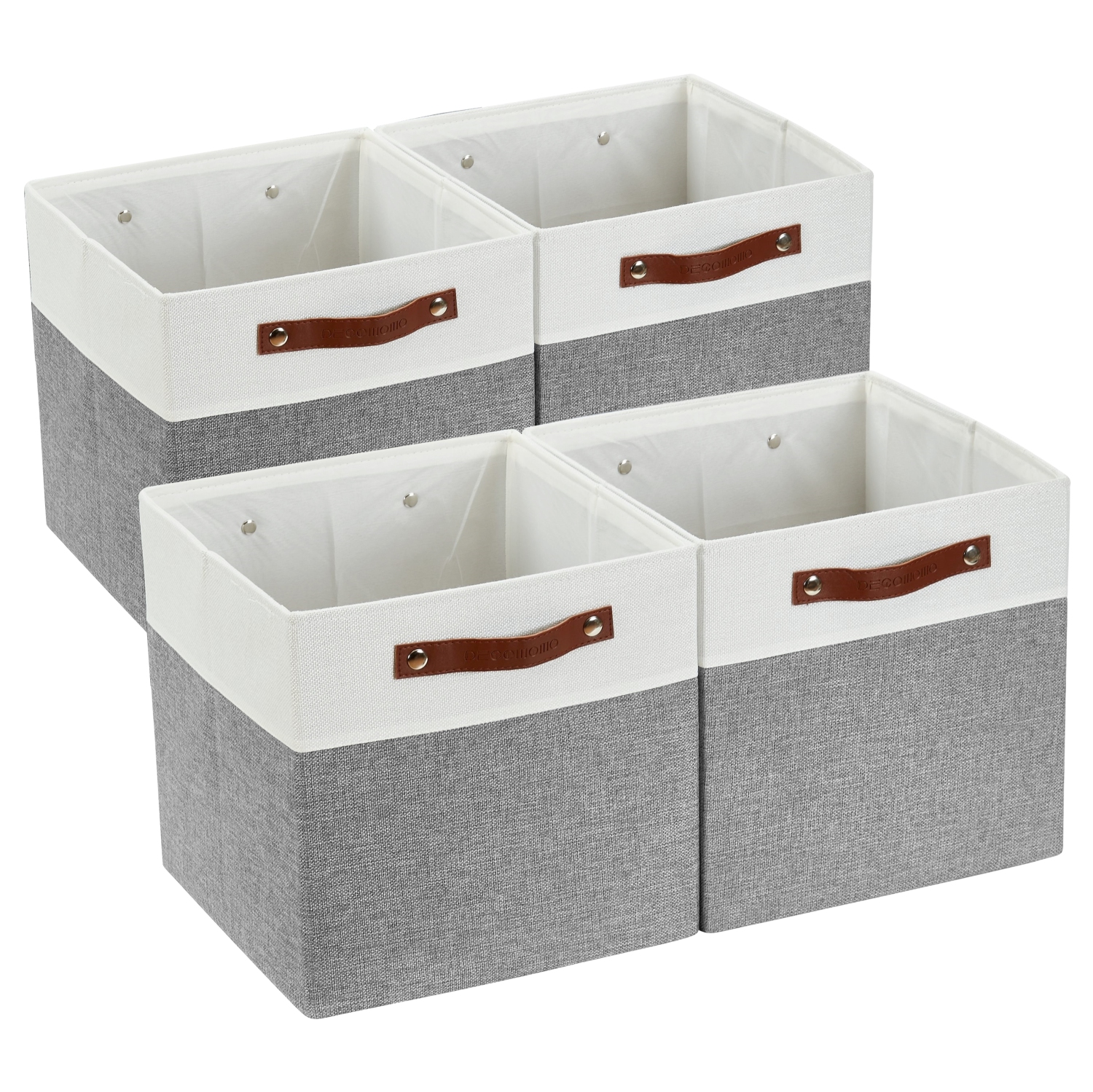 Bac de rangement pliable DECOMOMO [4-Pack] Panier de rangement pliable en tissu robuste et pliable avec poignées pour organiser la chambre de bébé