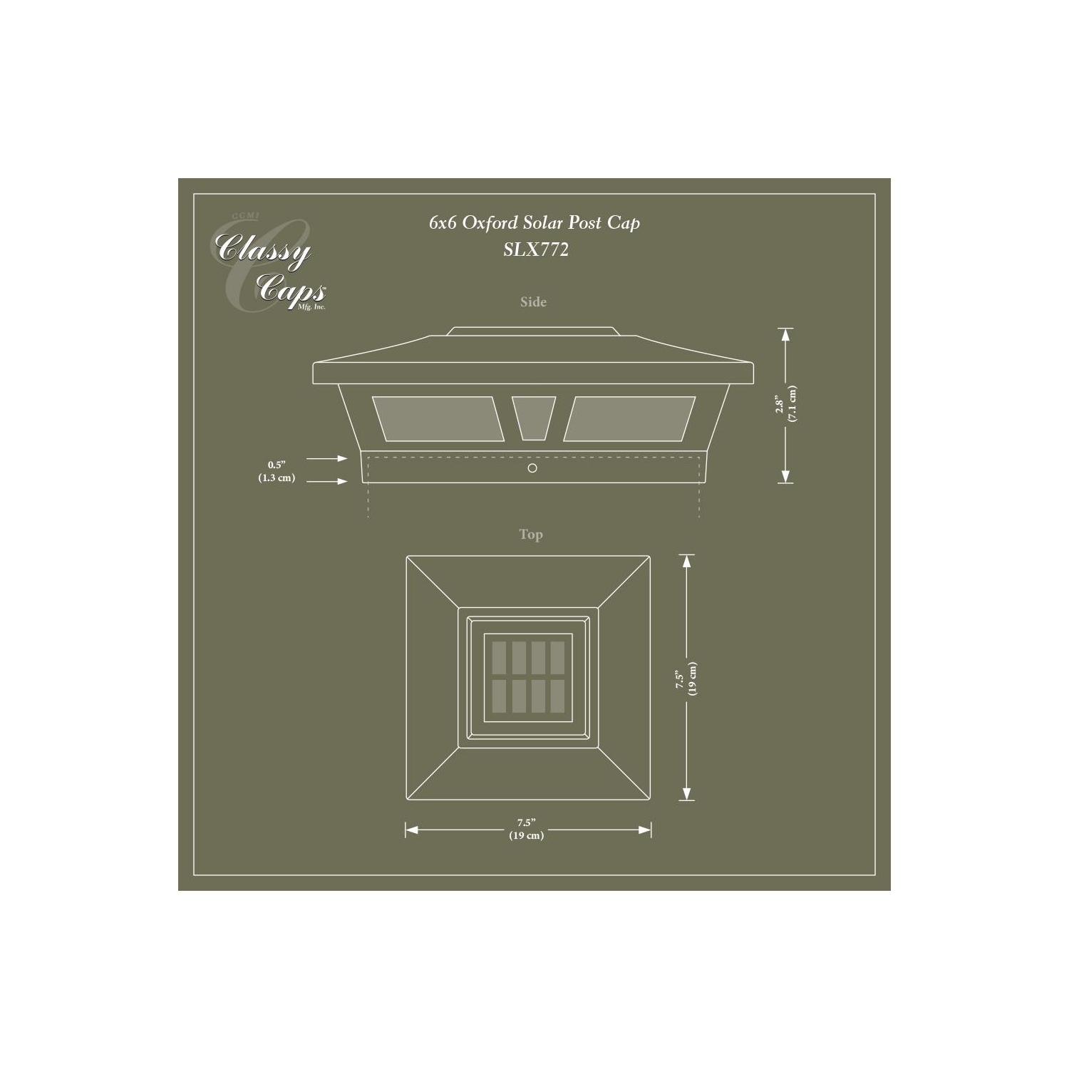 Classy Caps 6x6 White Aluminum Oxford Solar Post Cap SLX772W