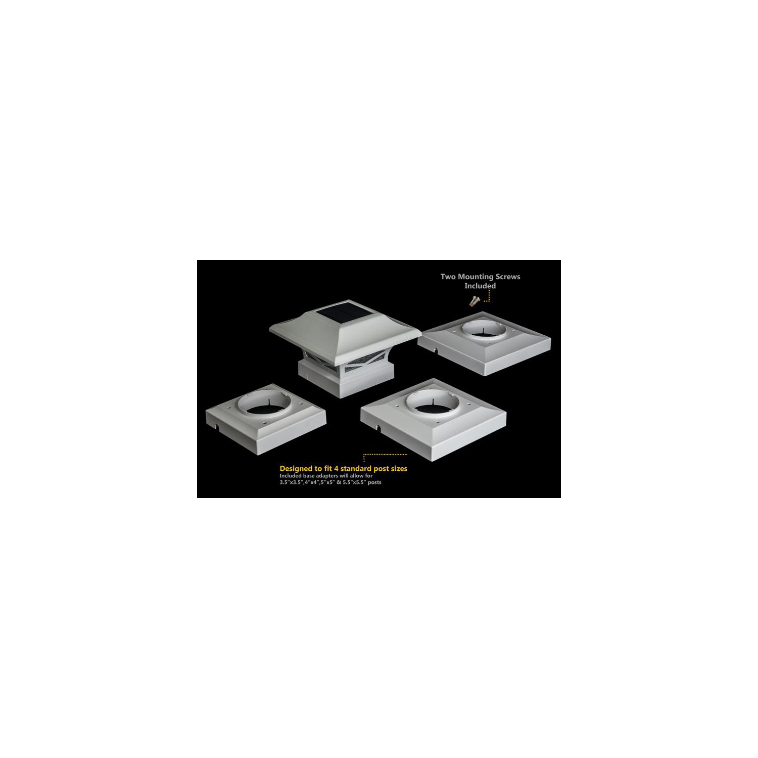 Classy Caps Kingsbridge White Dual Lighted Solar Post Cap SLK807W