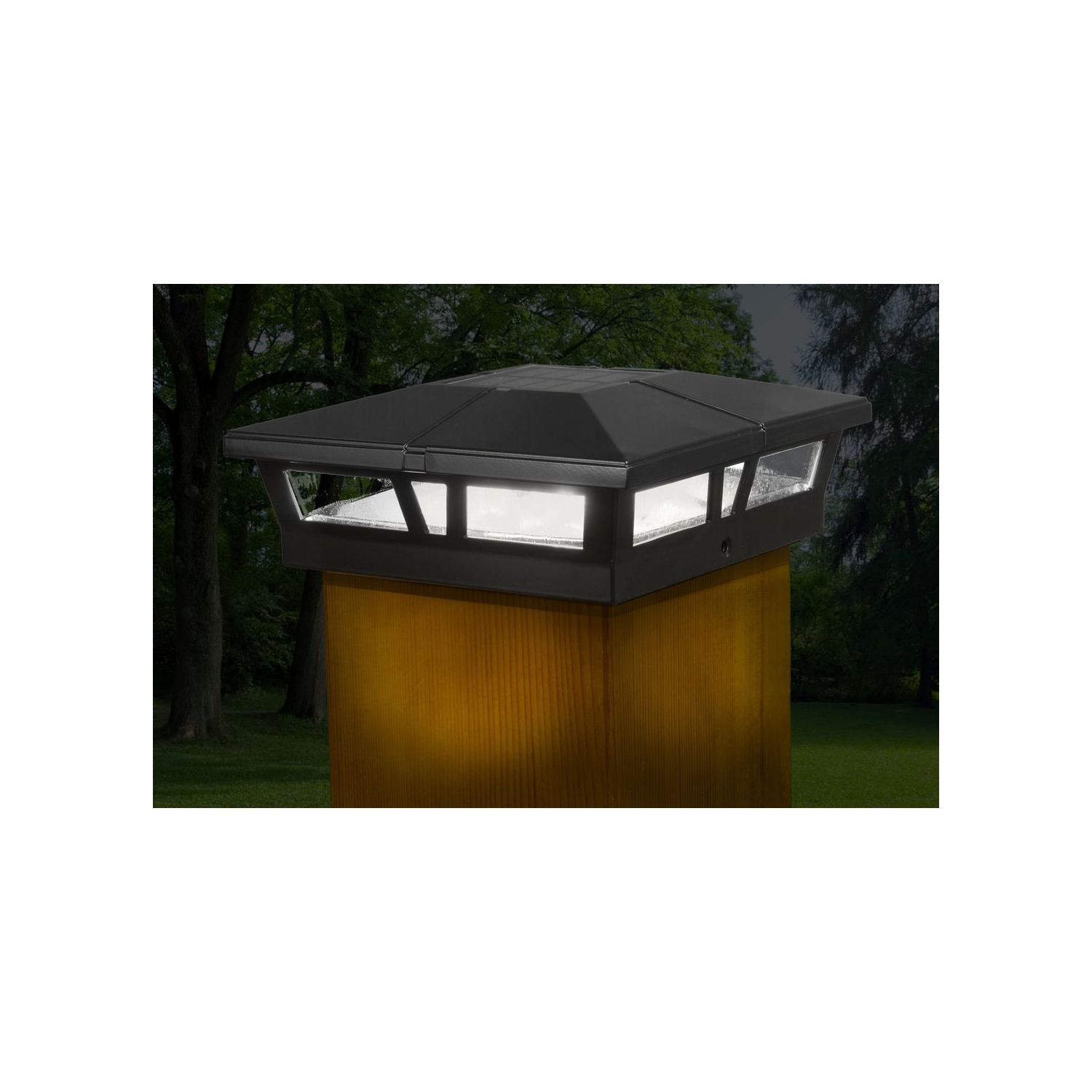 Classy Caps 6x6 Black Aluminum Cambridge Solar Post Cap SLC771B