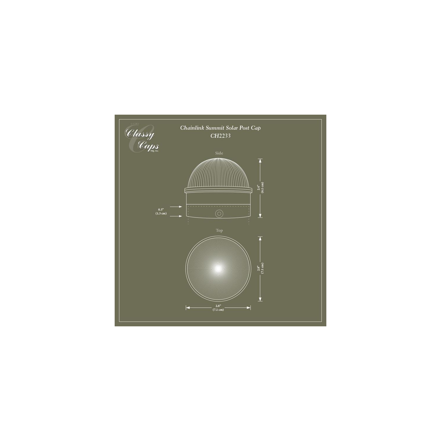 Classy Caps Capuchon de poteau solaire Silver Chainlink Summit CH2233S