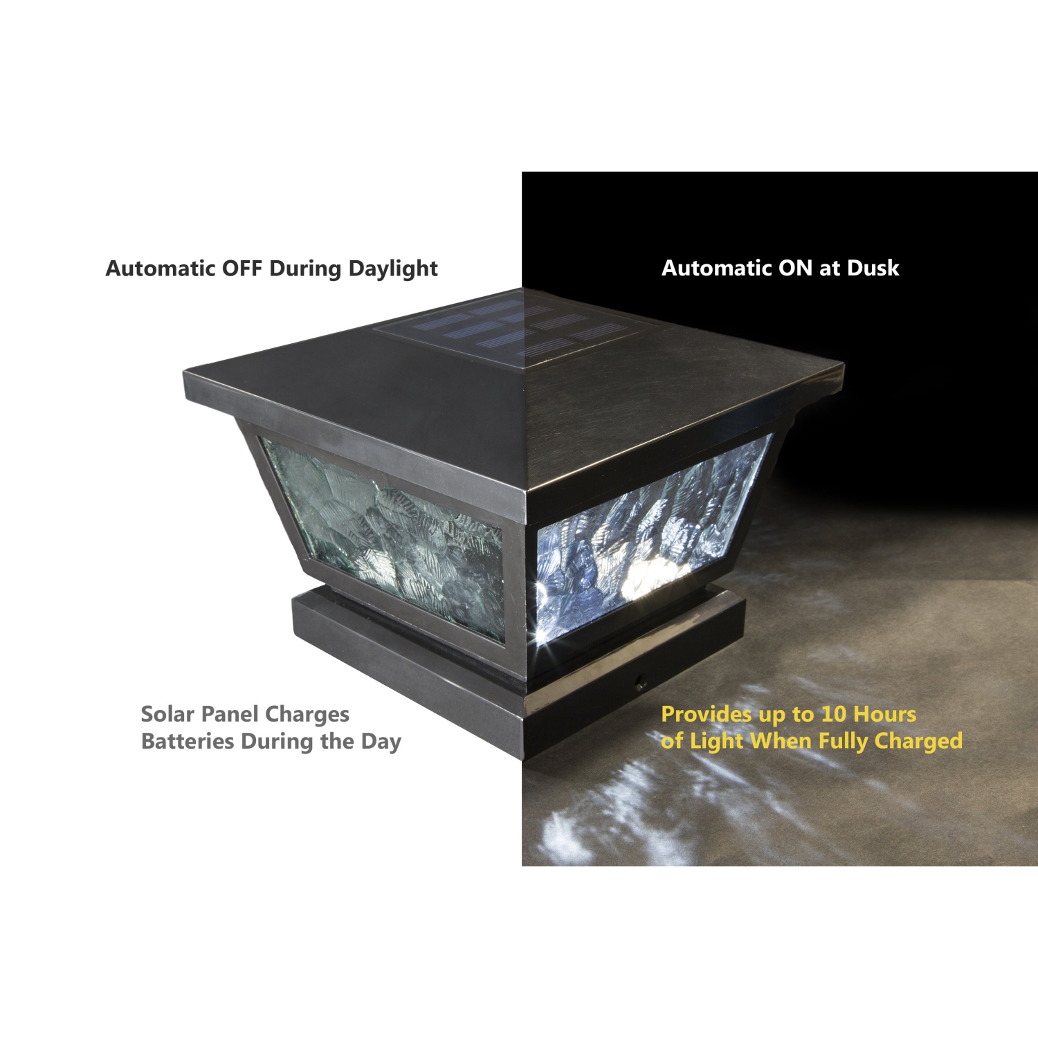 Classy Caps 5x5-4x4-3.5x3.5 Black Fairmont Solar Post Cap FS100B