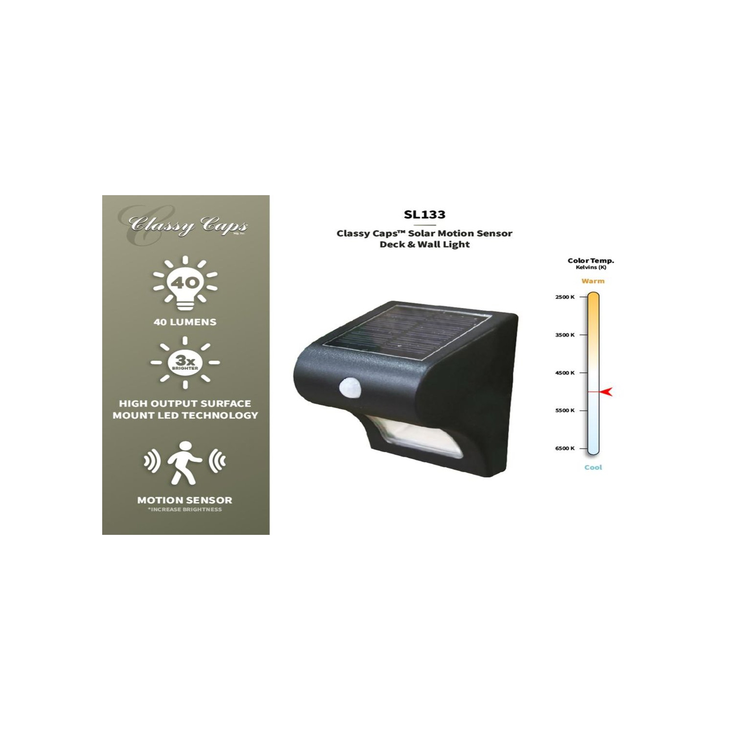 Classy Caps Solar Motion Sensor Deck & Wall Light SL133