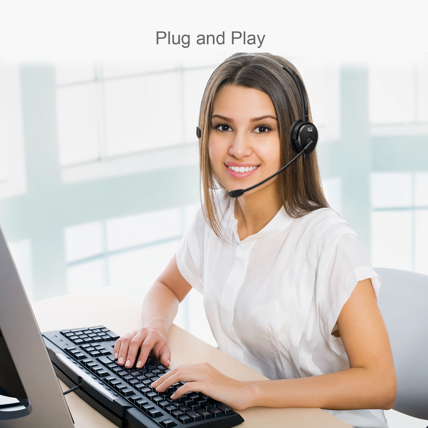 Adesso Xtream P1 Single-Sided Headset with Mic - Black -