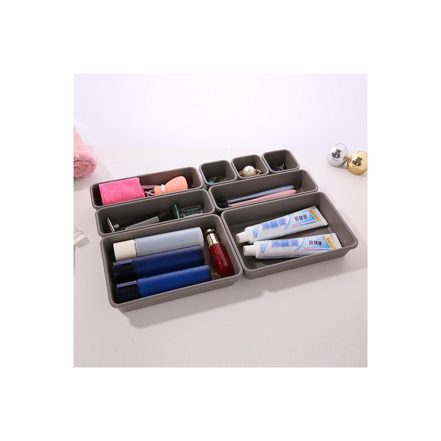 Interlocking Drawer Storage Organizer, Cube Divider Box, 8 in 1